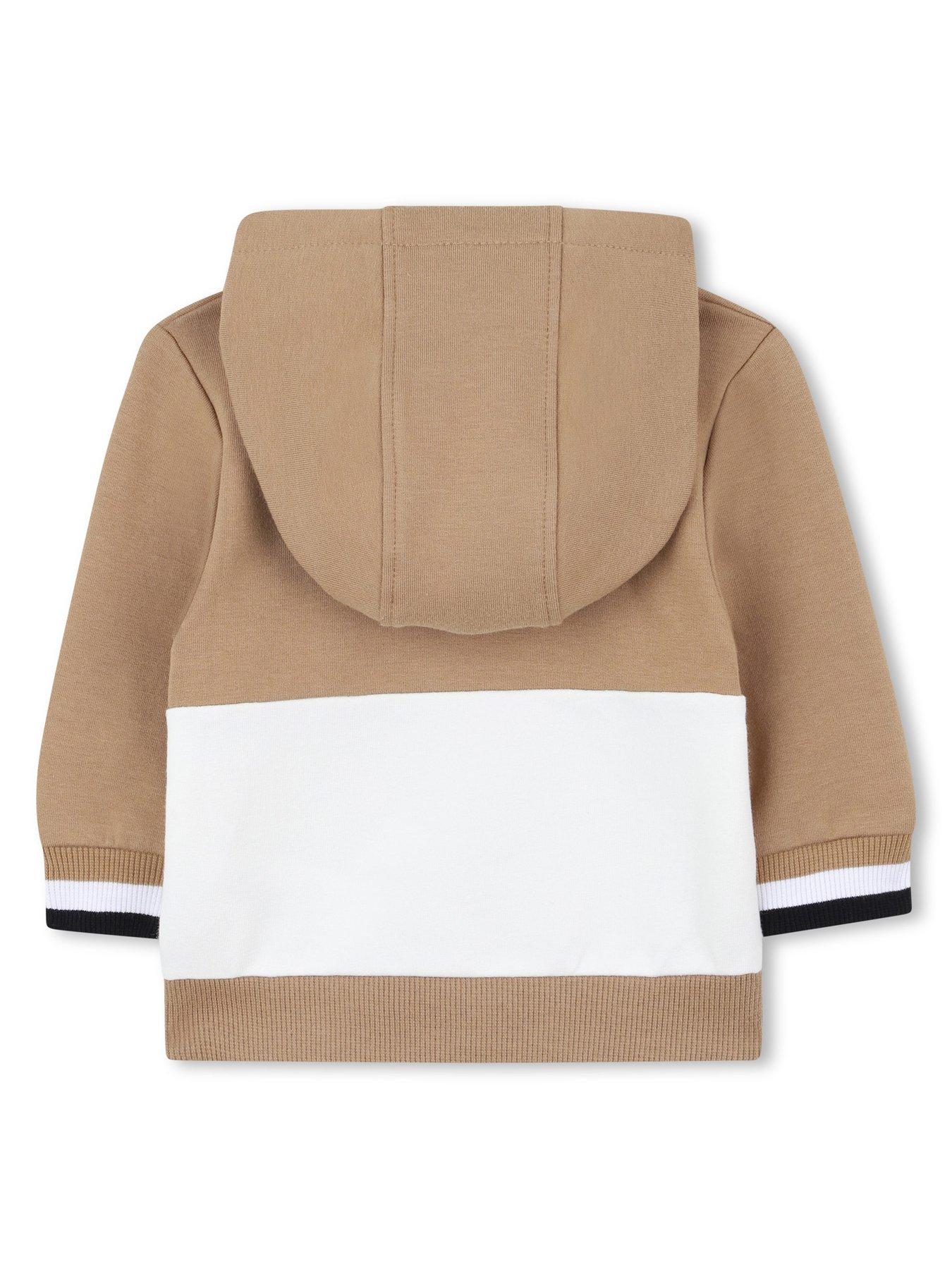  image of boss-newborn-baby-boys-3-piece-colour-block-tracksuit-set-beige