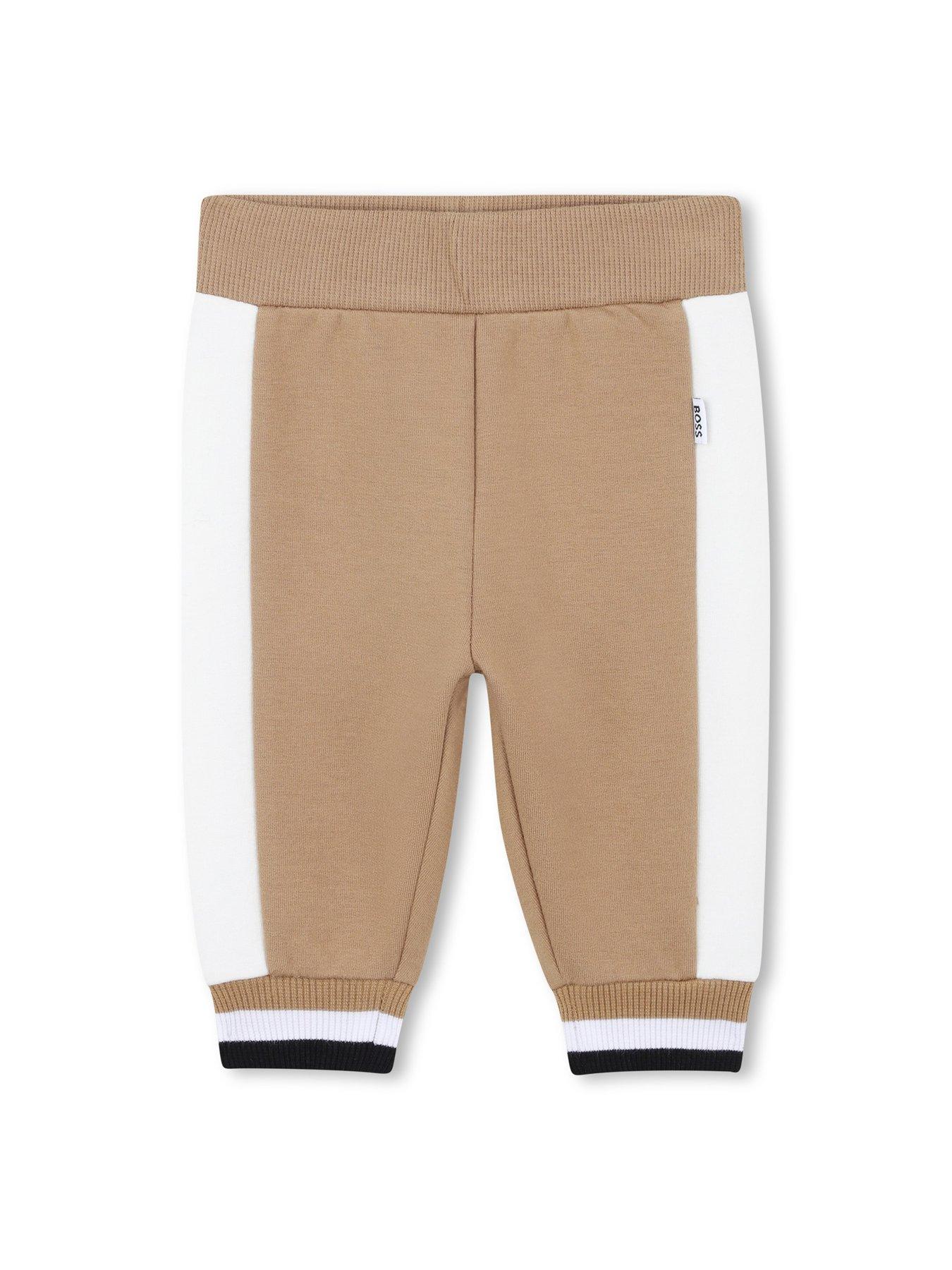  image of boss-newborn-baby-boys-3-piece-colour-block-tracksuit-set-beige