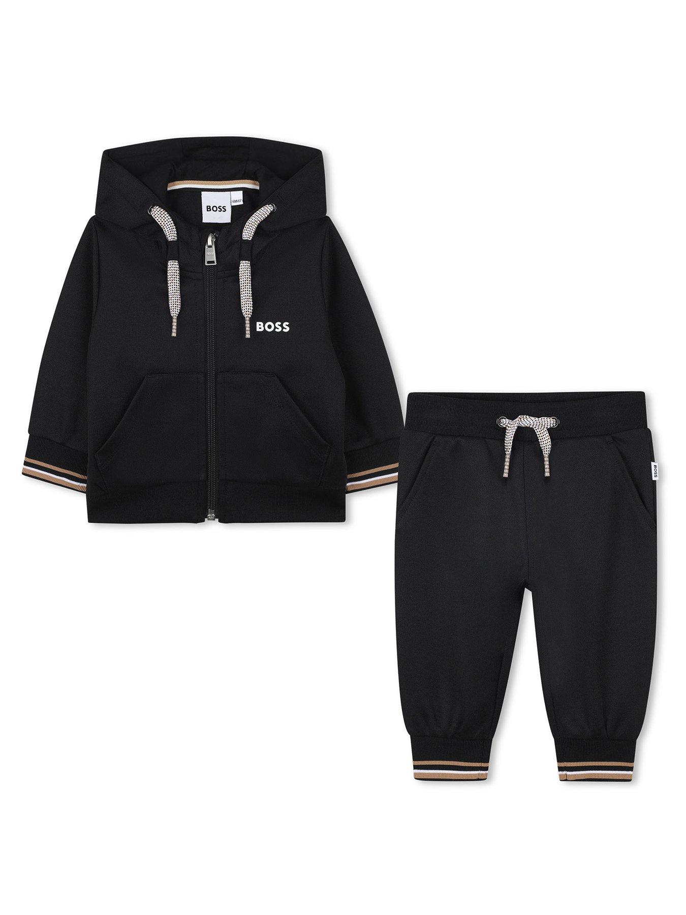 front image of boss-baby-boys-zip-through-tracksuit-black
