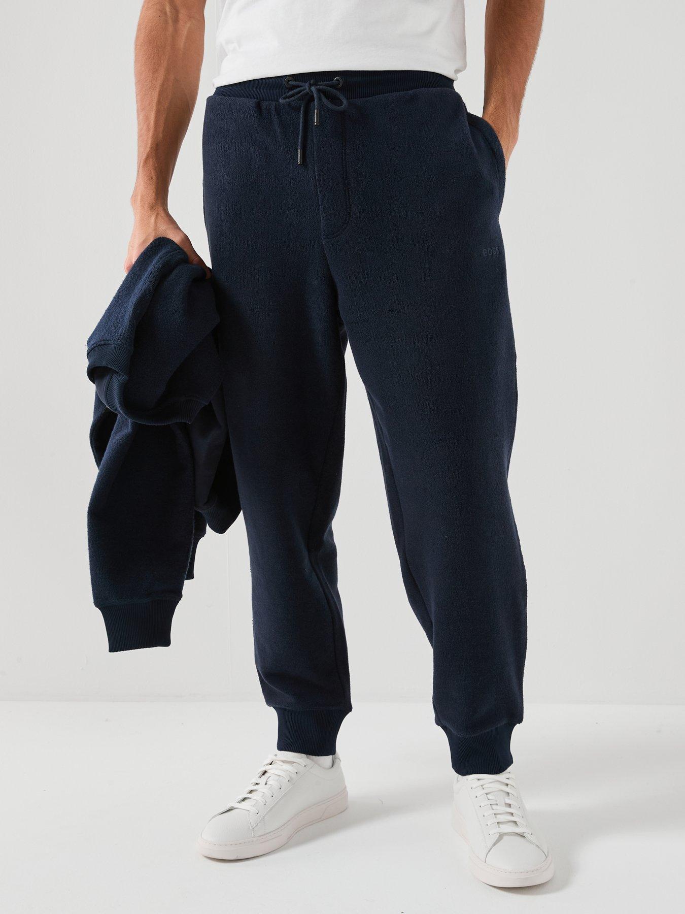  image of boss-winterbrush-relaxed-fit-sweat-joggers-navy