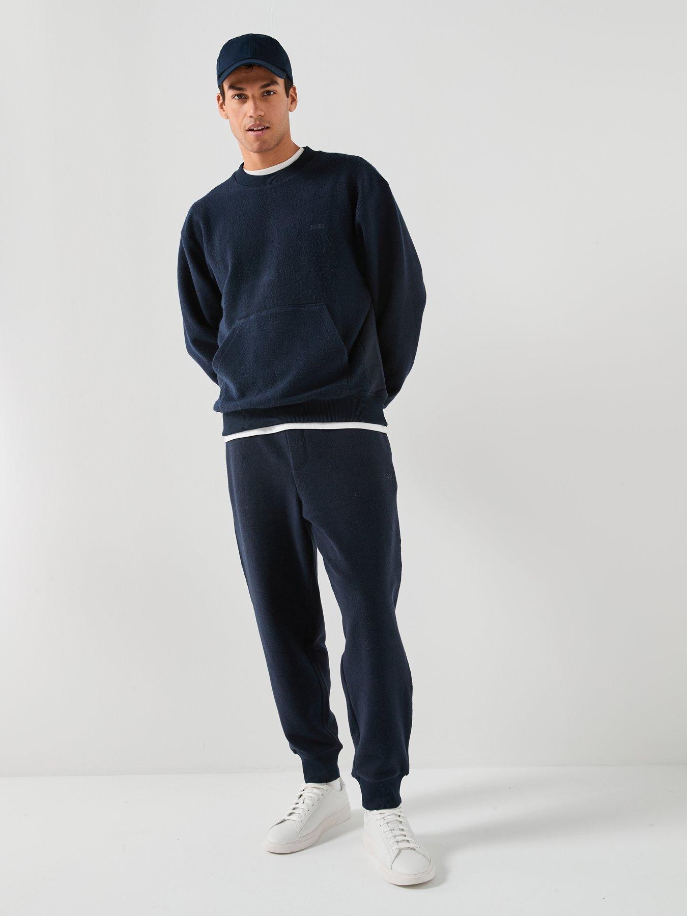  image of boss-winterbrush-relaxed-fit-sweat-joggers-navy