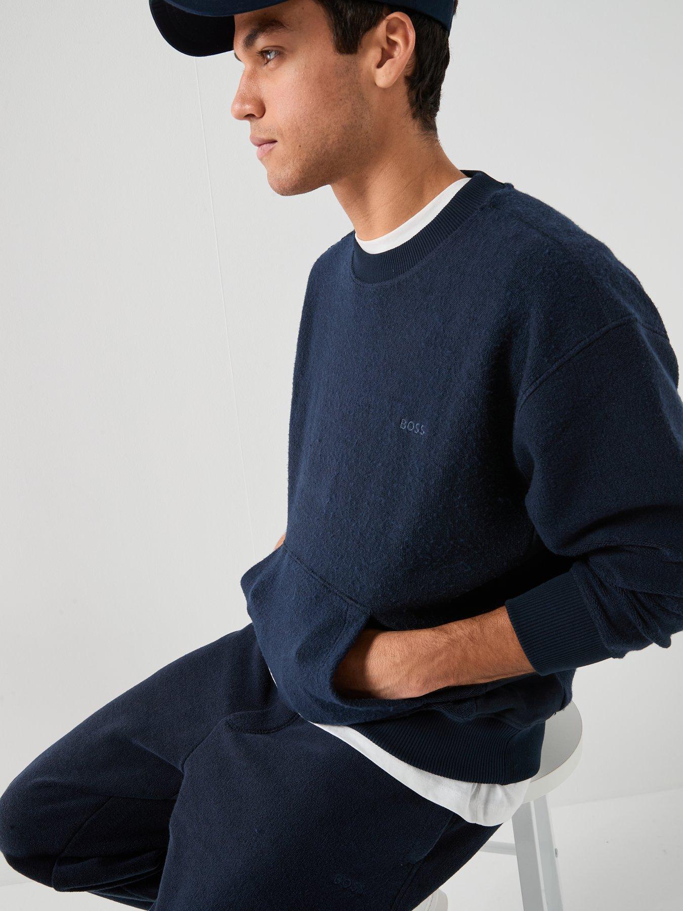  image of boss-winterbrush-relaxed-fit-sweat-joggers-navy