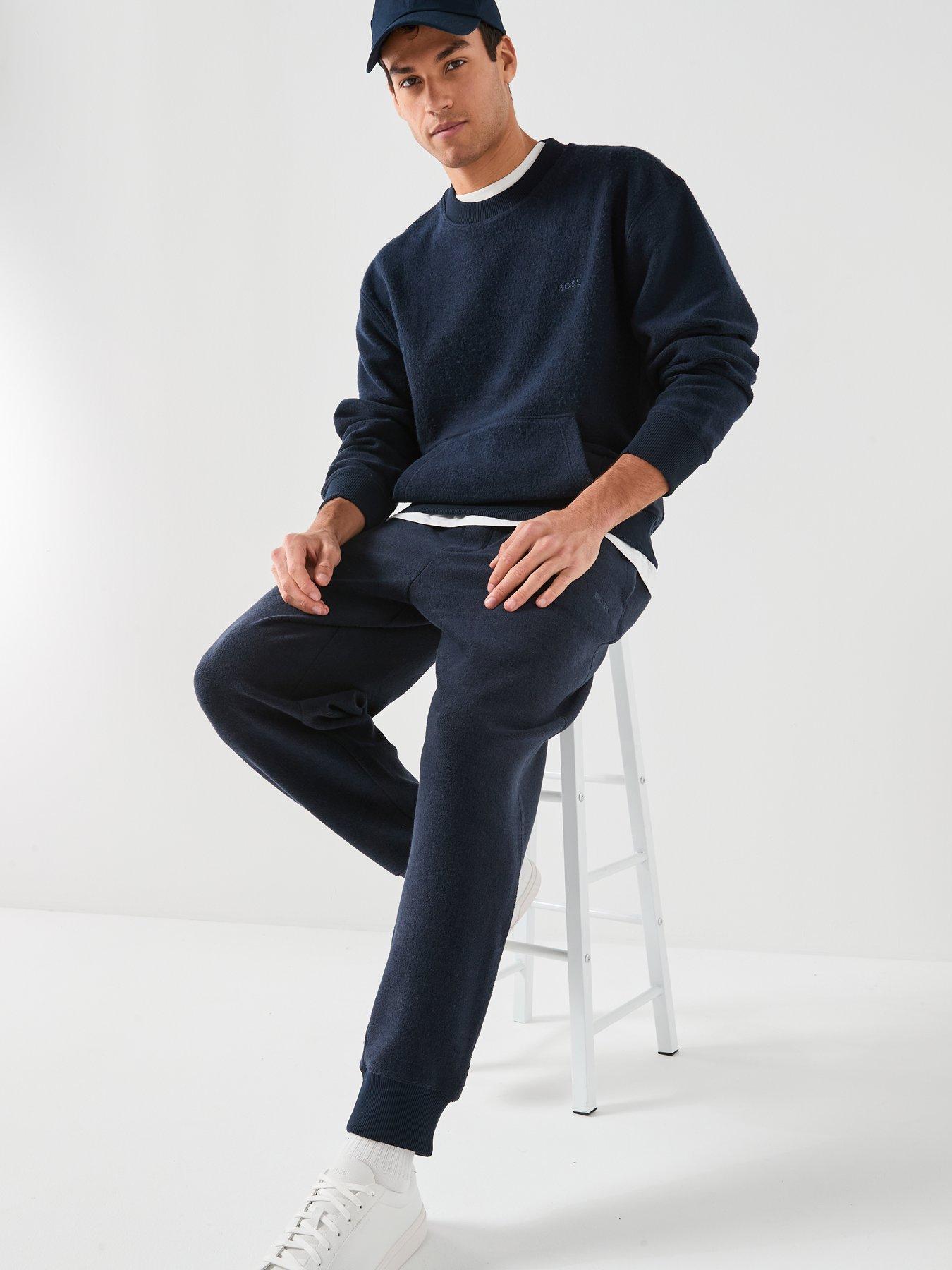  image of boss-winterbrush-relaxed-fit-sweat-joggers-navy