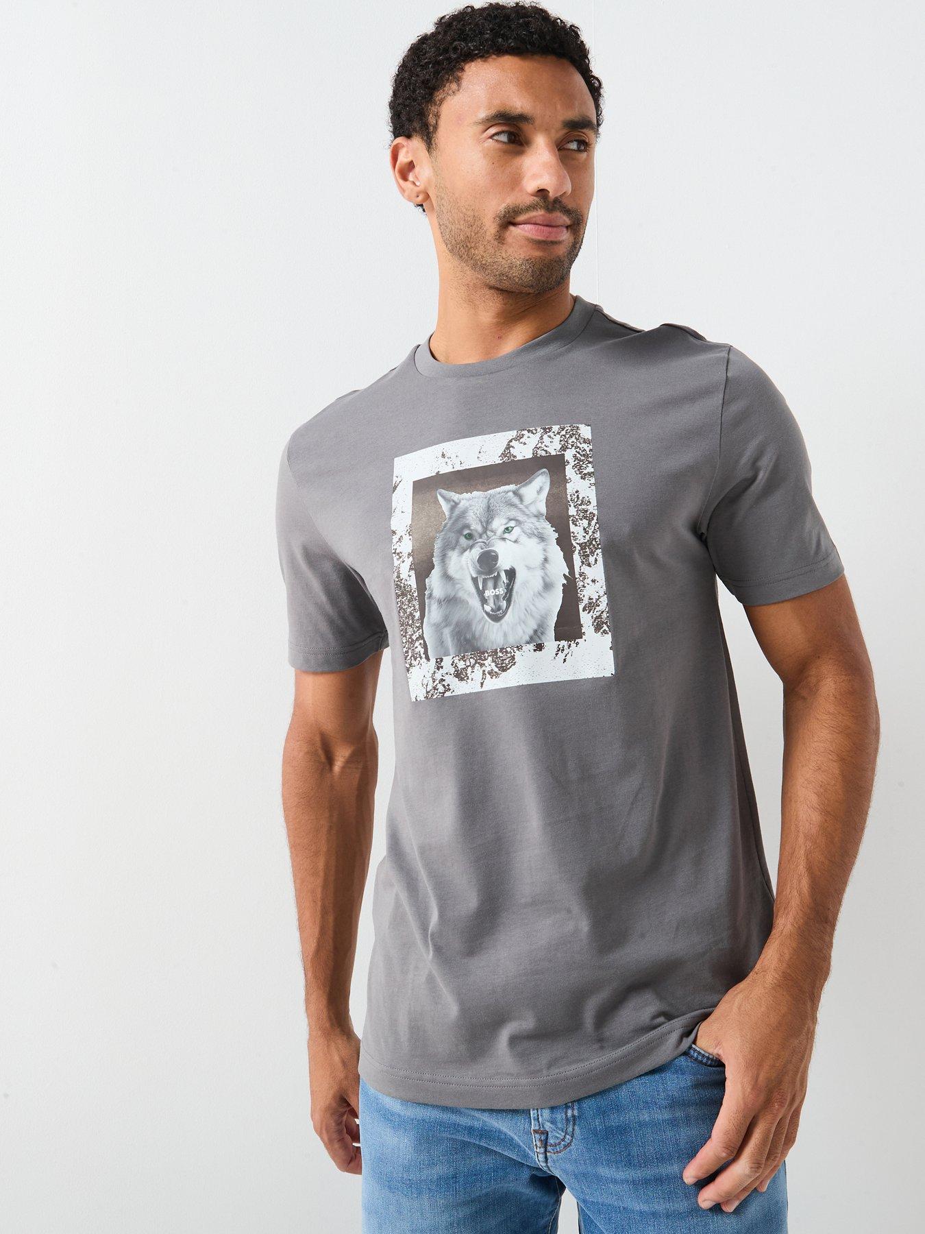 undefined Boss Te_lupo Animal Print T-shirt - Light Grey