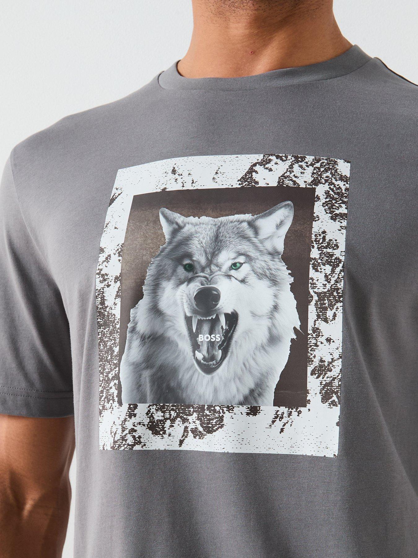 Image 4 of 4 of BOSS Animal Graphic Print T-Shirt - Light Grey