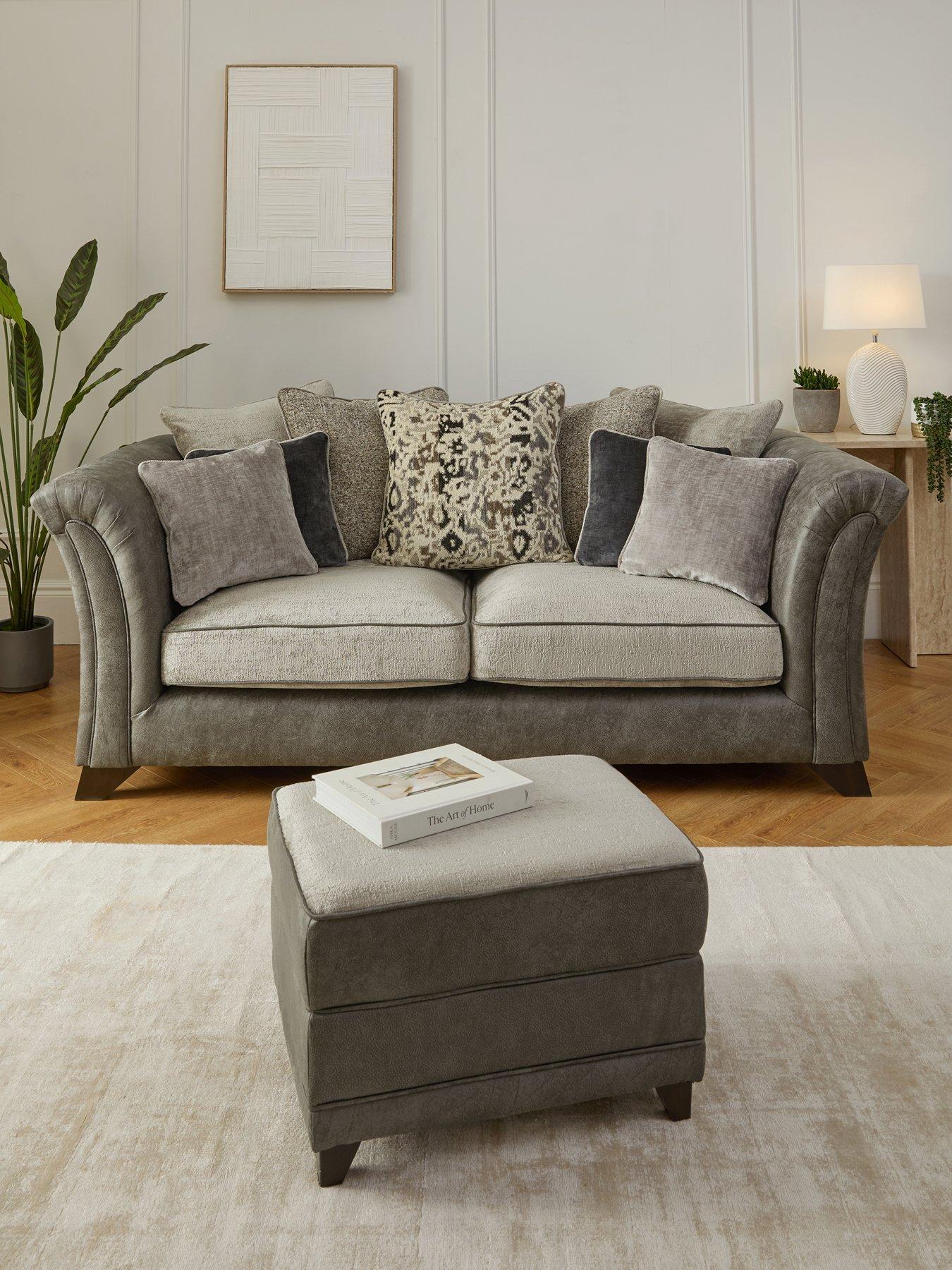 Image 1 of 7 of Very Home Regent Scatter 3 Seater Sofa + Footstool&nbsp;- Made to Order in the UK