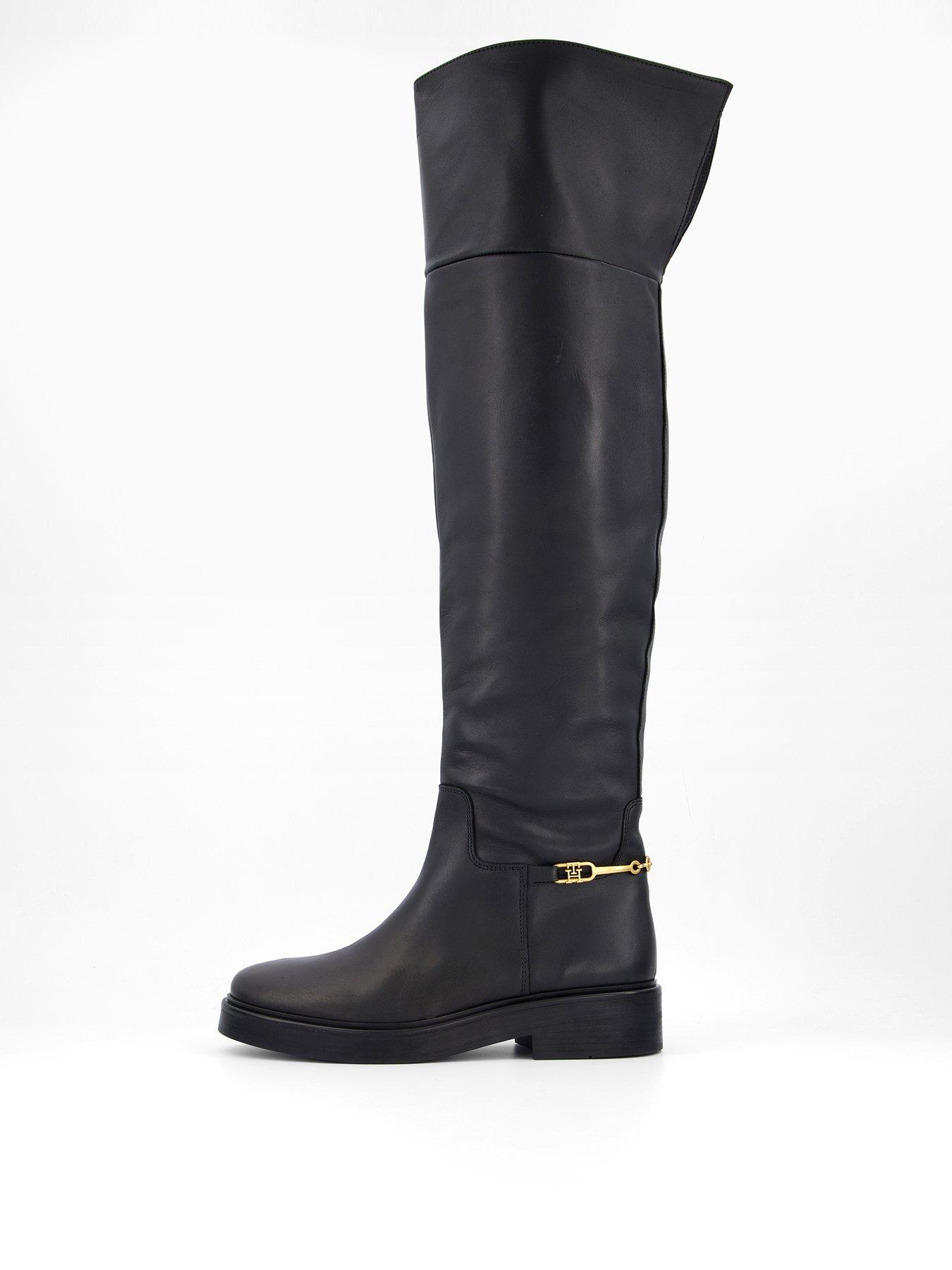 Tommy Hilfiger Horsebit Riding Over-Knee Boots - Black