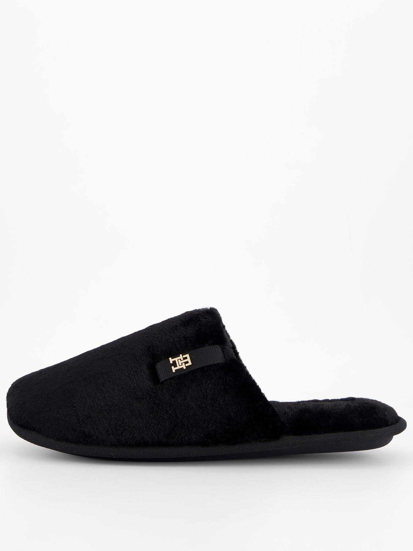 Tommy Hilfiger Faux Fur Slipper - Black