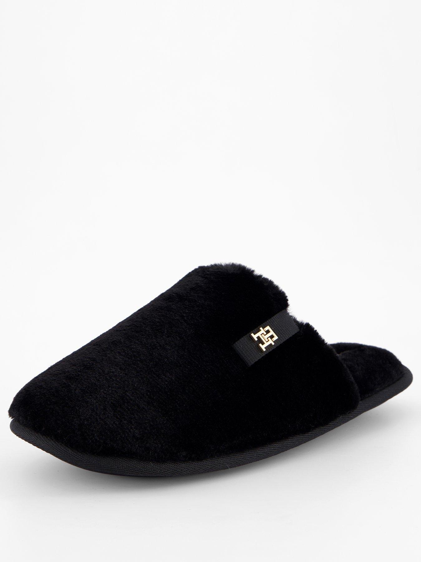 stillFront image of tommy-hilfiger-faux-fur-slipper-black
