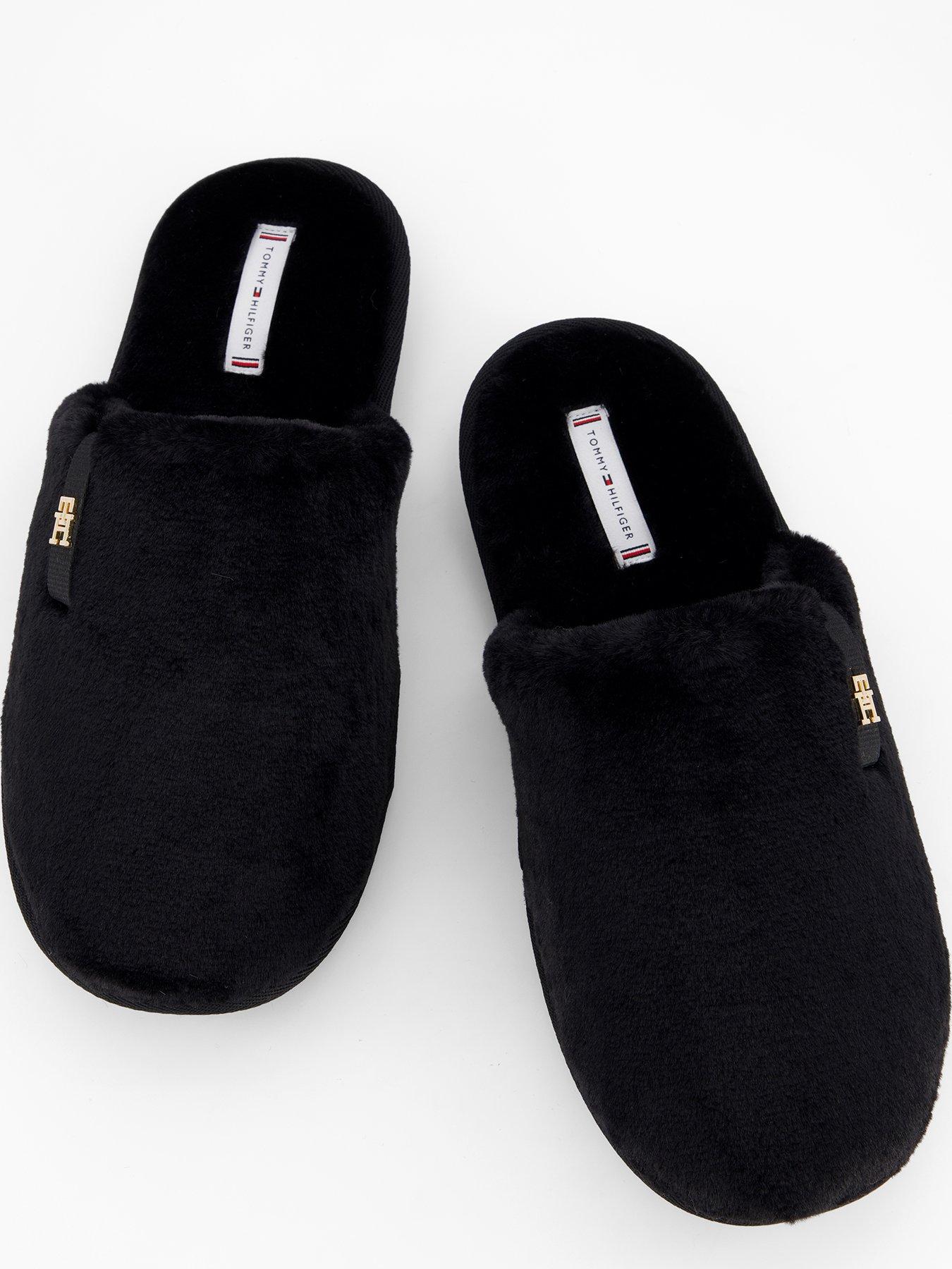  image of tommy-hilfiger-faux-fur-slipper-black