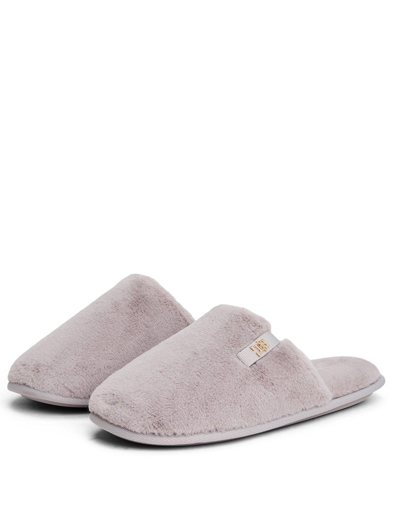  image of tommy-hilfiger-faux-fur-slippers-purple