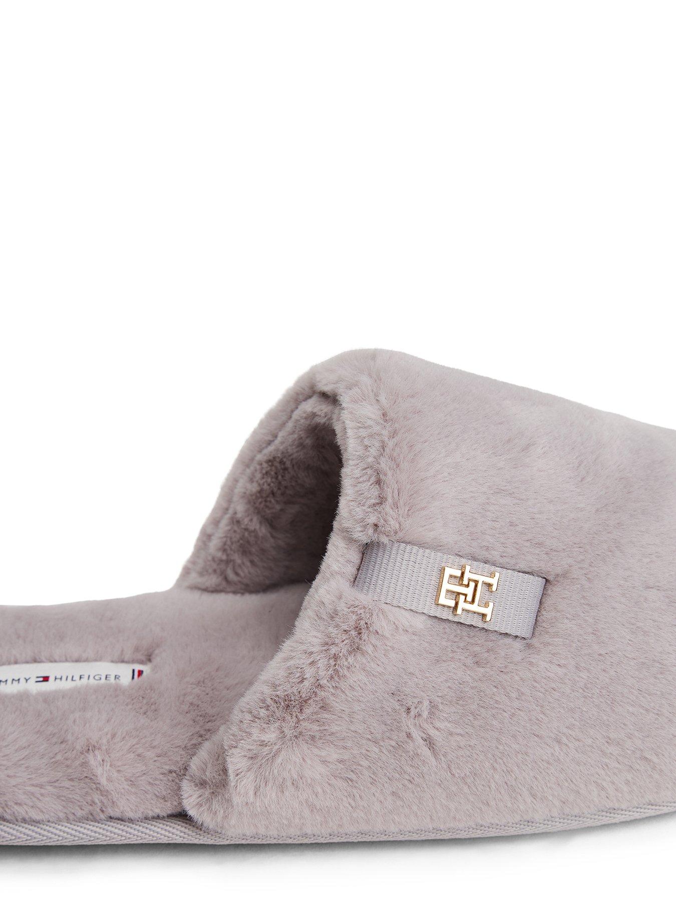  image of tommy-hilfiger-faux-fur-slippers-purple