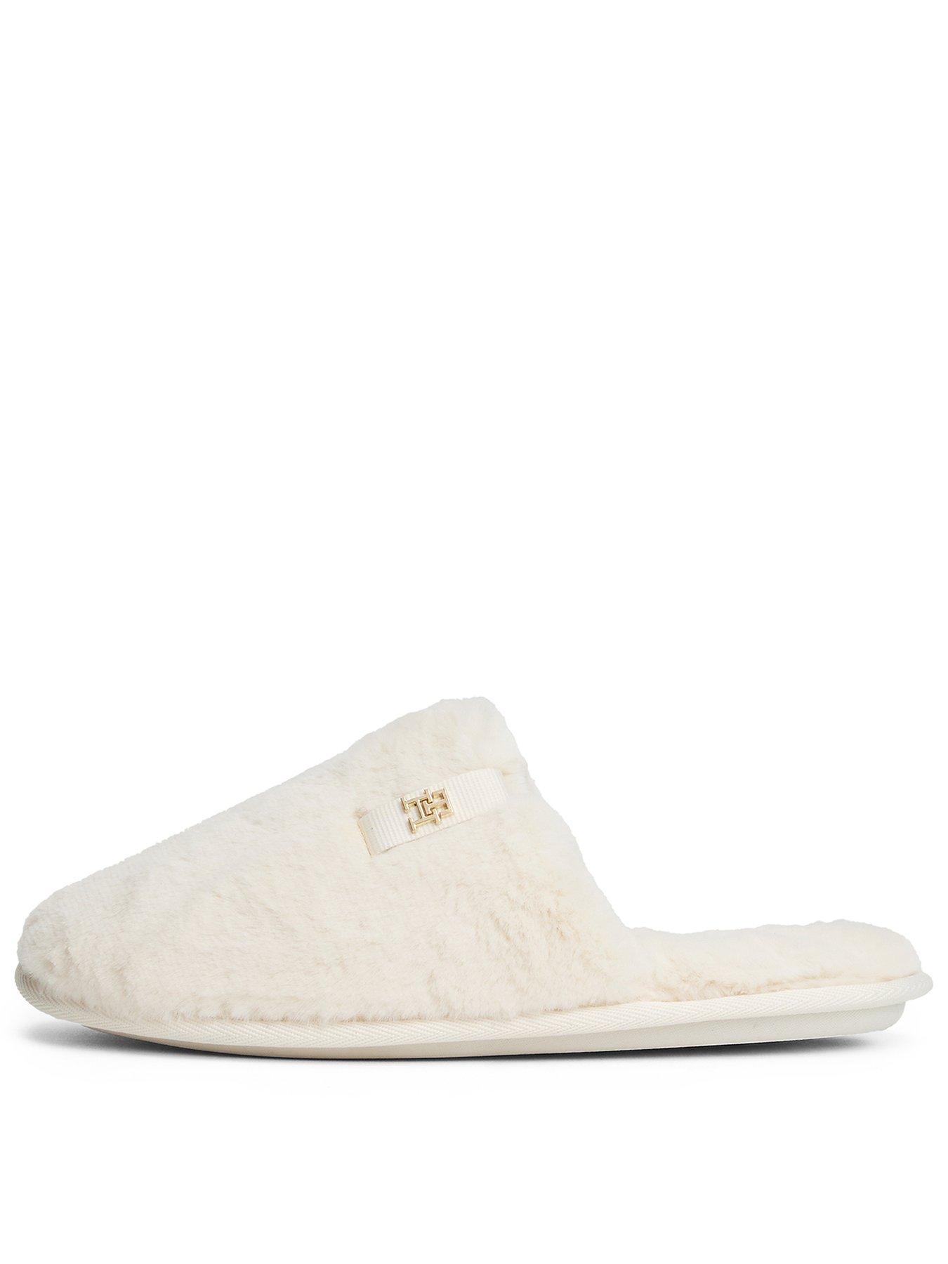 Tommy Hilfiger Faux Fur Slippers - White