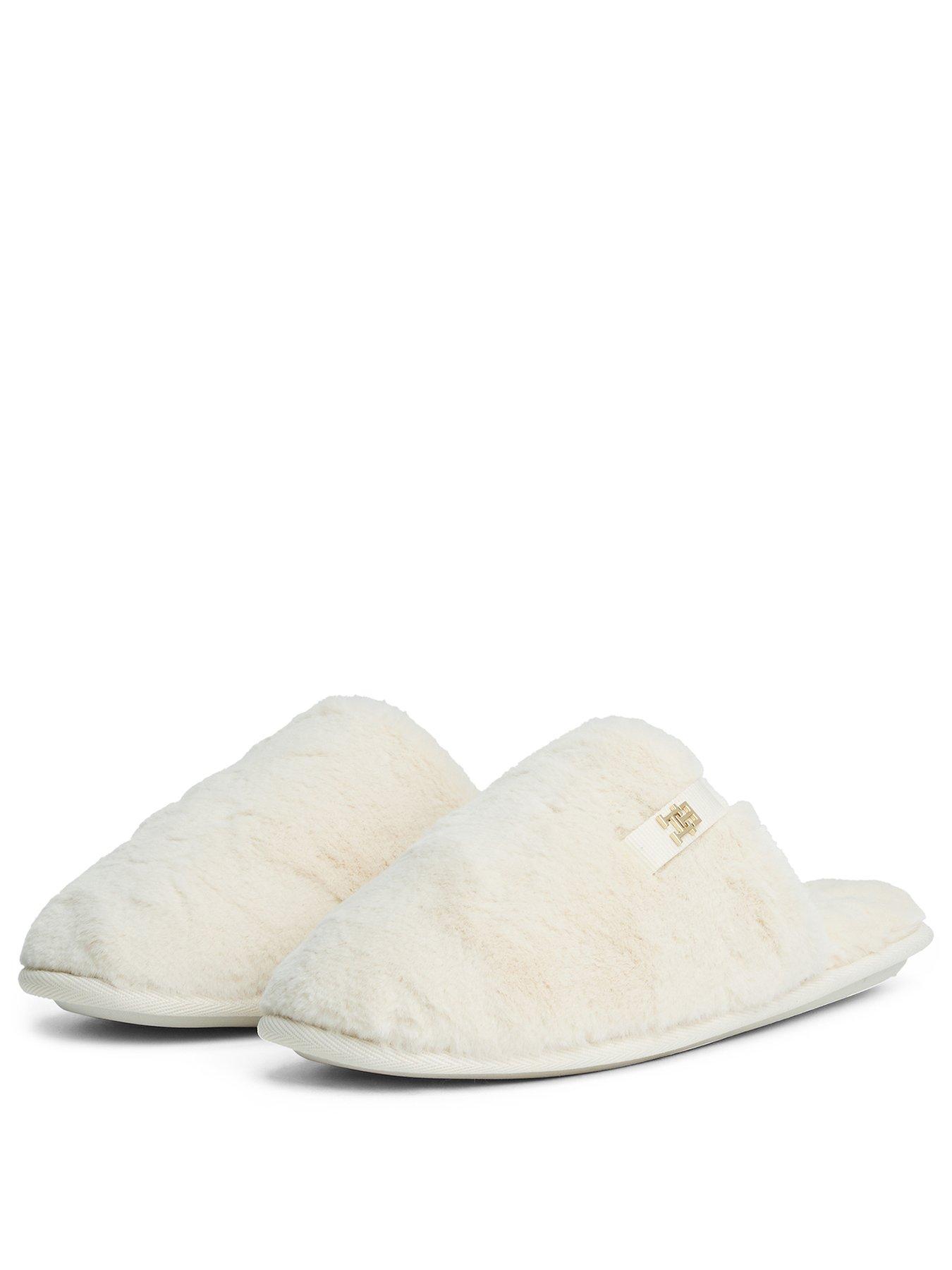  image of tommy-hilfiger-faux-fur-slippers-white
