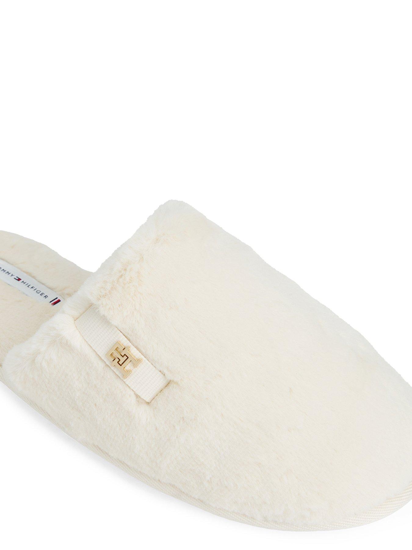  image of tommy-hilfiger-faux-fur-slippers-white