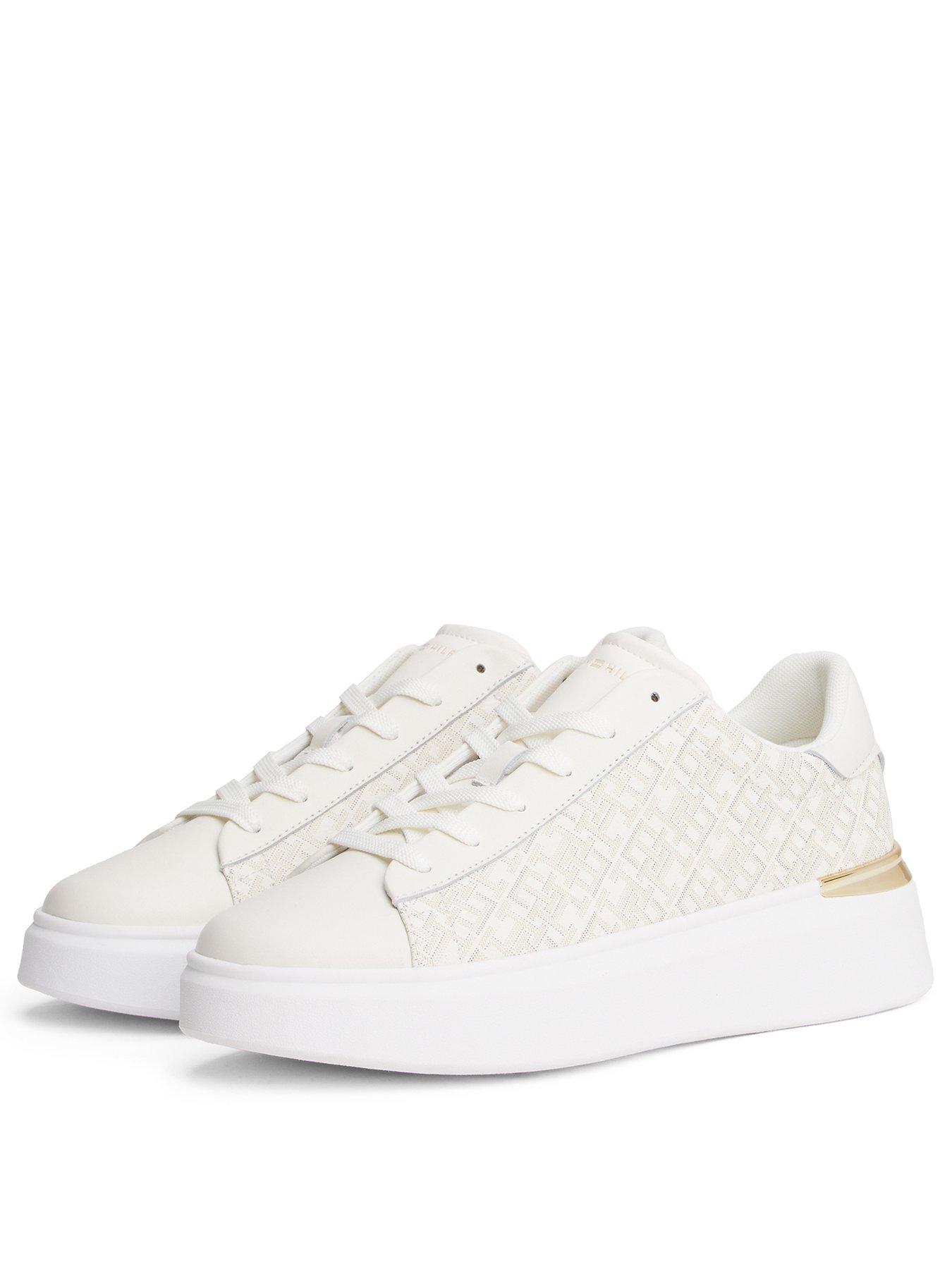 Image 2 of 6 of Tommy Hilfiger Monogram Platform Trainers - White