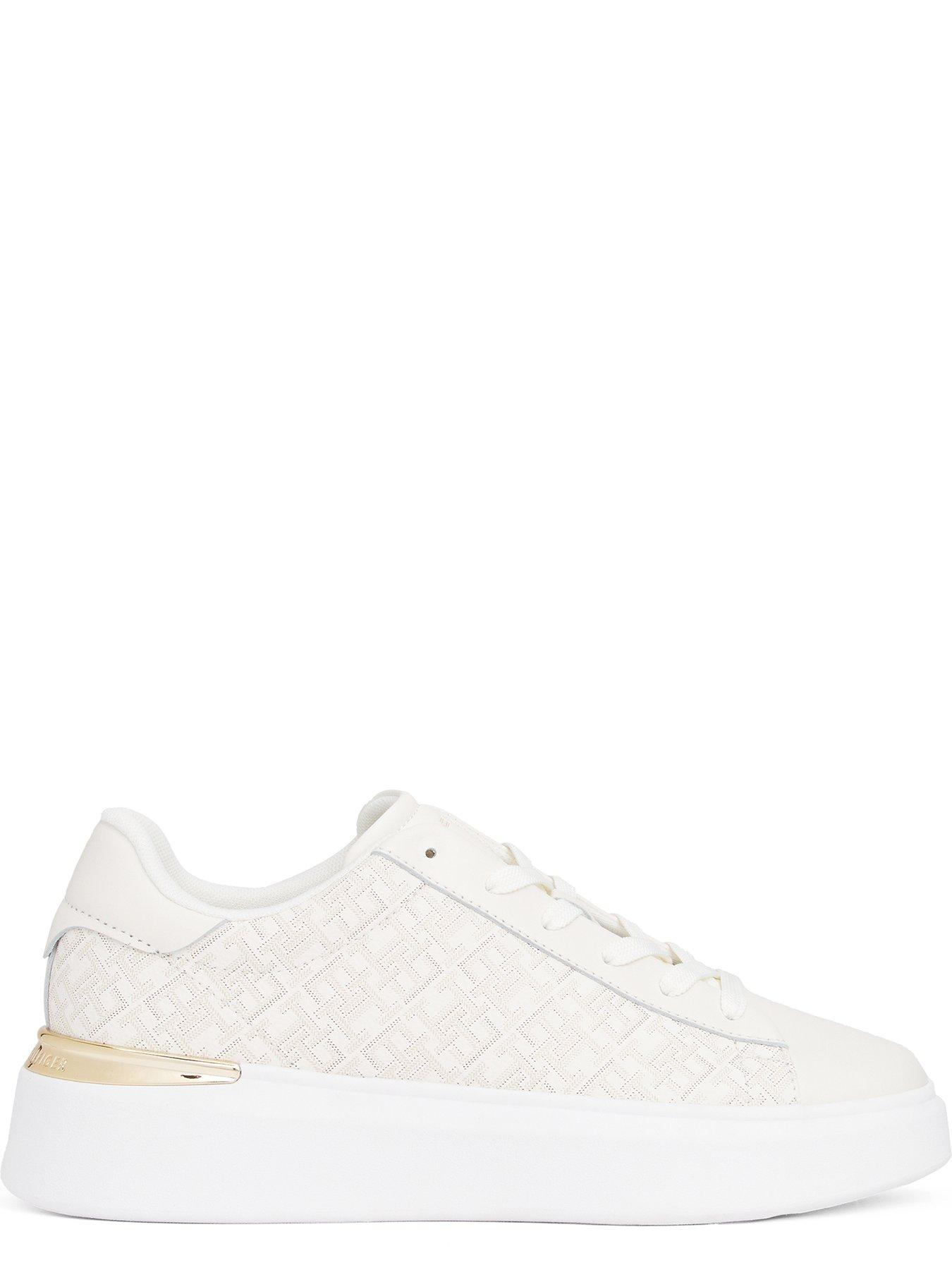 Image 4 of 6 of Tommy Hilfiger Monogram Platform Trainers - White