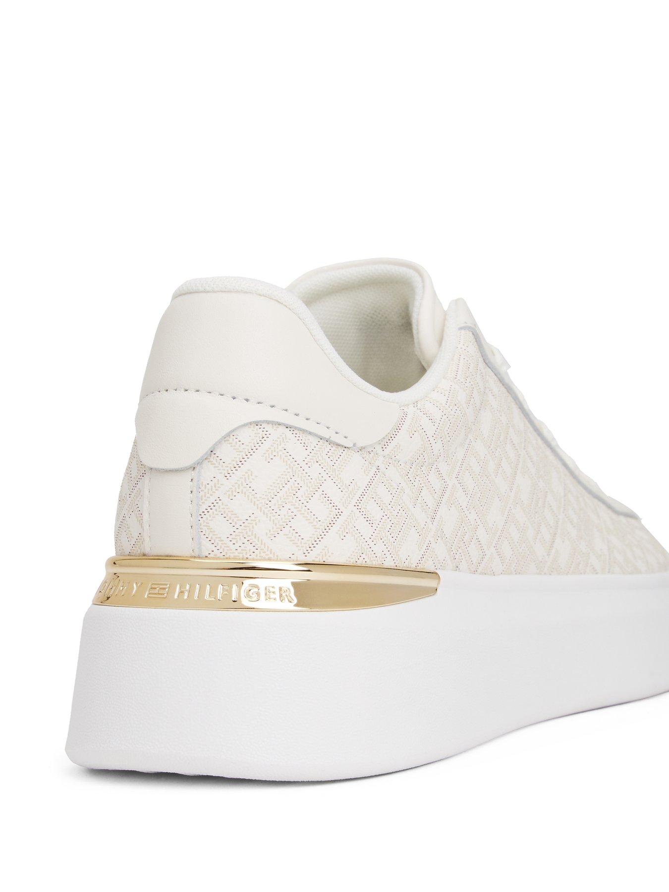 Image 6 of 6 of Tommy Hilfiger Monogram Platform Trainers - White