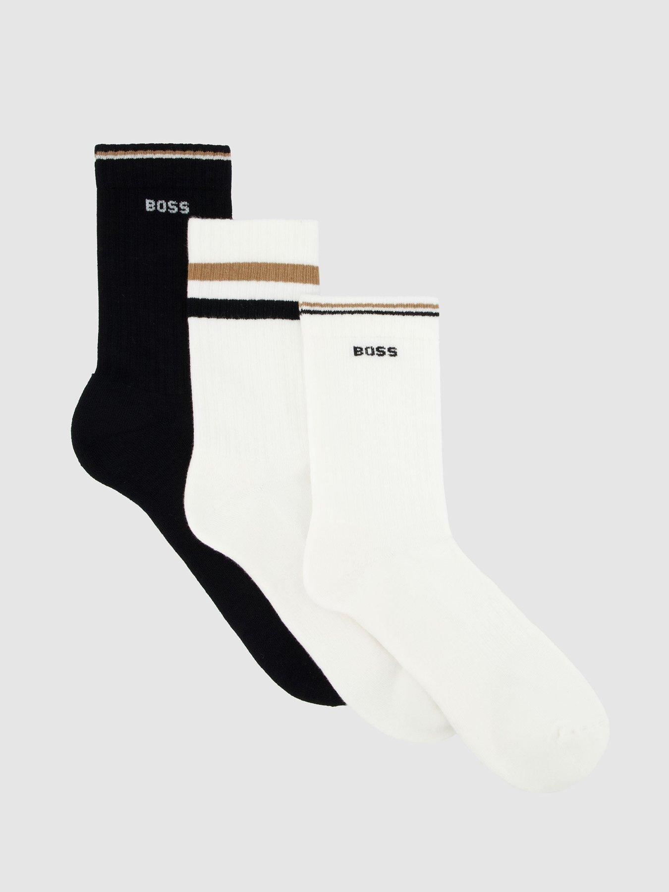 Image 1 of 3 of BOSS Bodywear 3 Pack Logo Rib Bamboo Crew Socks - Assorted