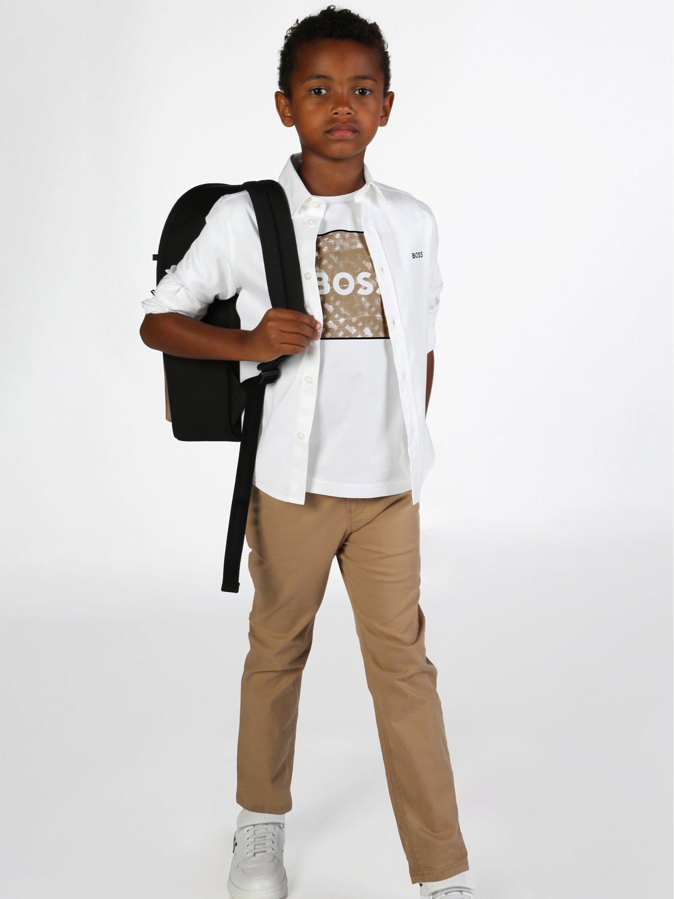 stillFront image of boss-boys-square-logo-short-sleeve-t-shirt-white