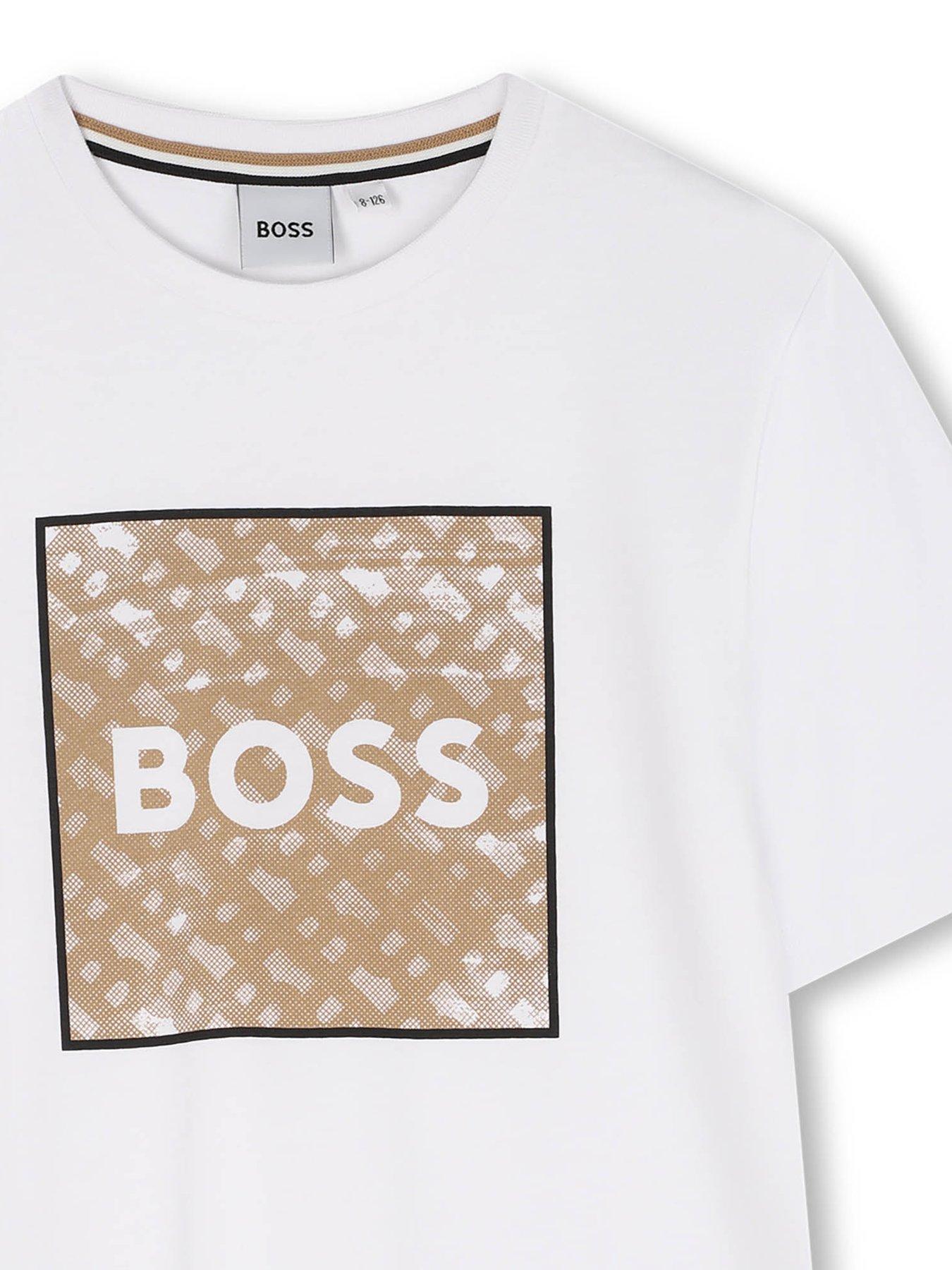  image of boss-boys-square-logo-short-sleeve-t-shirt-white