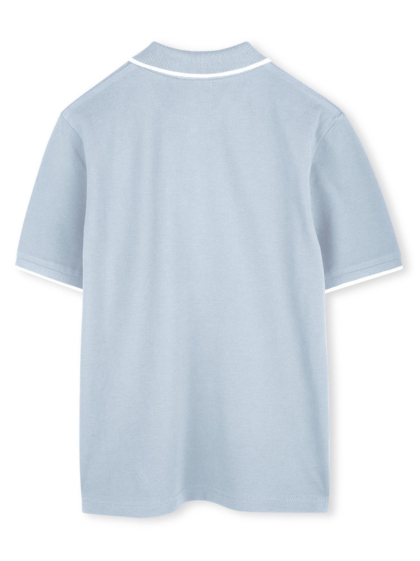 back image of boss-boys-short-sleeve-logo-polo-shirt-light-blue