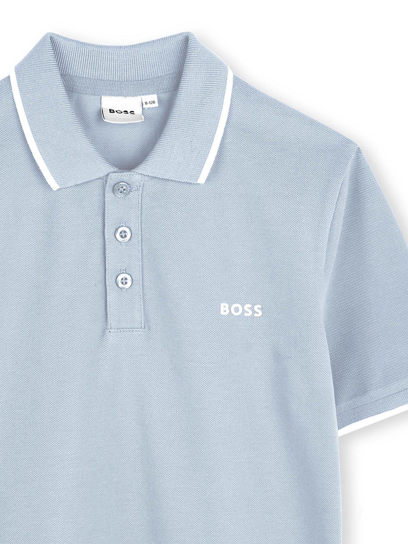  image of boss-boys-short-sleeve-logo-polo-shirt-light-blue
