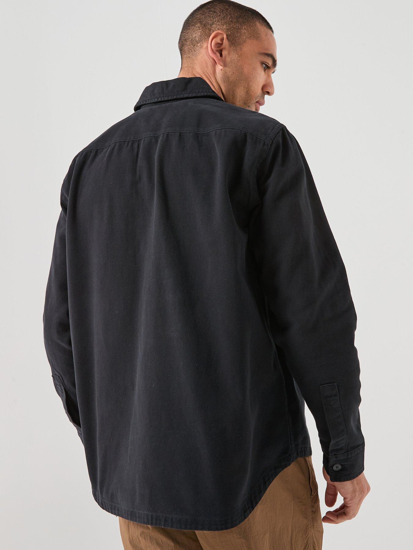 Image 2 of 6 of BOSS Oversize Fit Garment Dye Overshirt - Black