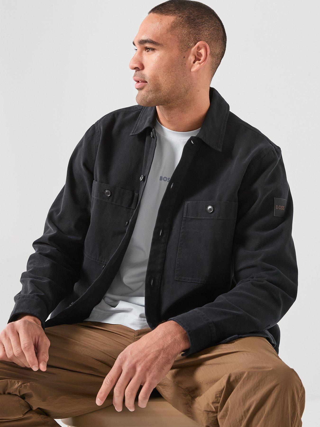 Image 5 of 6 of BOSS Oversize Fit Garment Dye Overshirt - Black