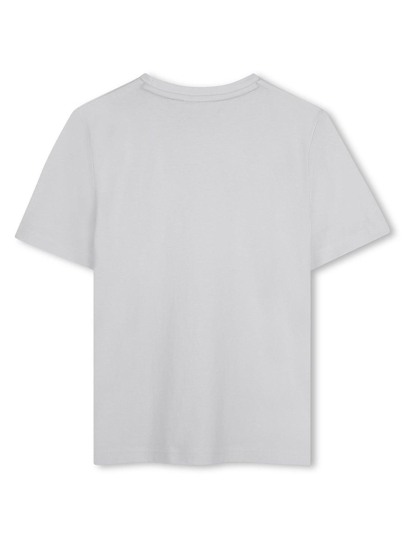 back image of boss-boys-short-sleeve-large-logo-t-shirt-grey