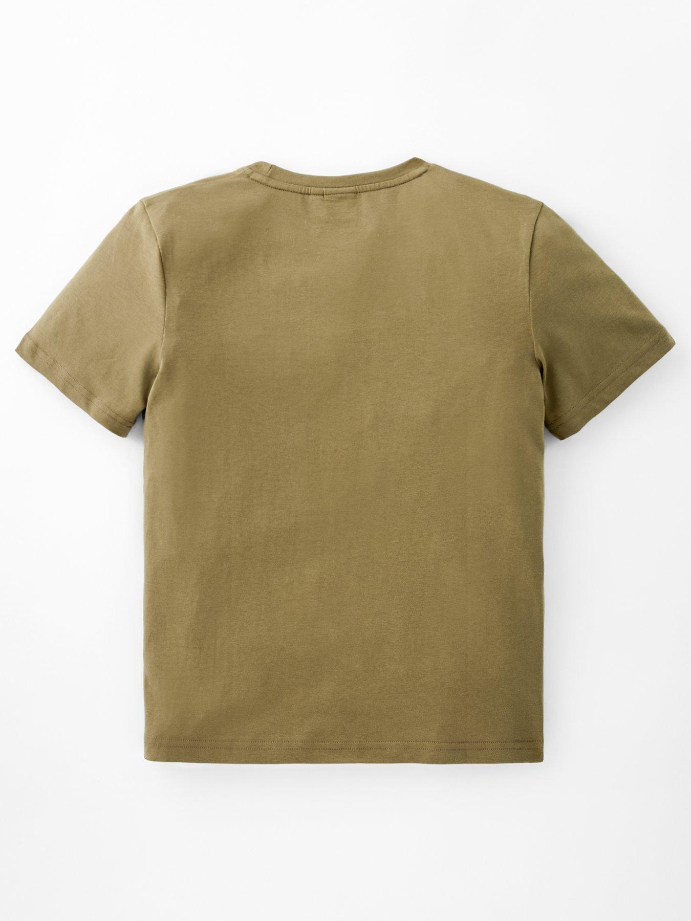 back image of boss-boys-short-sleeve-large-logo-t-shirt-khaki