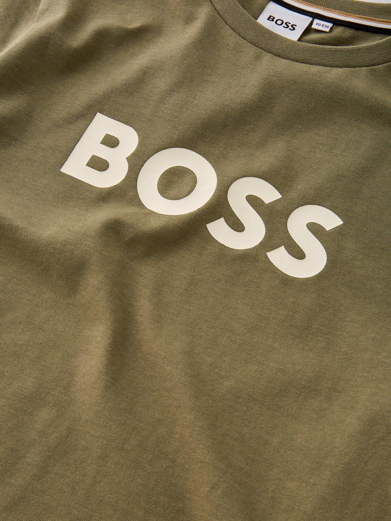  image of boss-boys-short-sleeve-large-logo-t-shirt-khaki