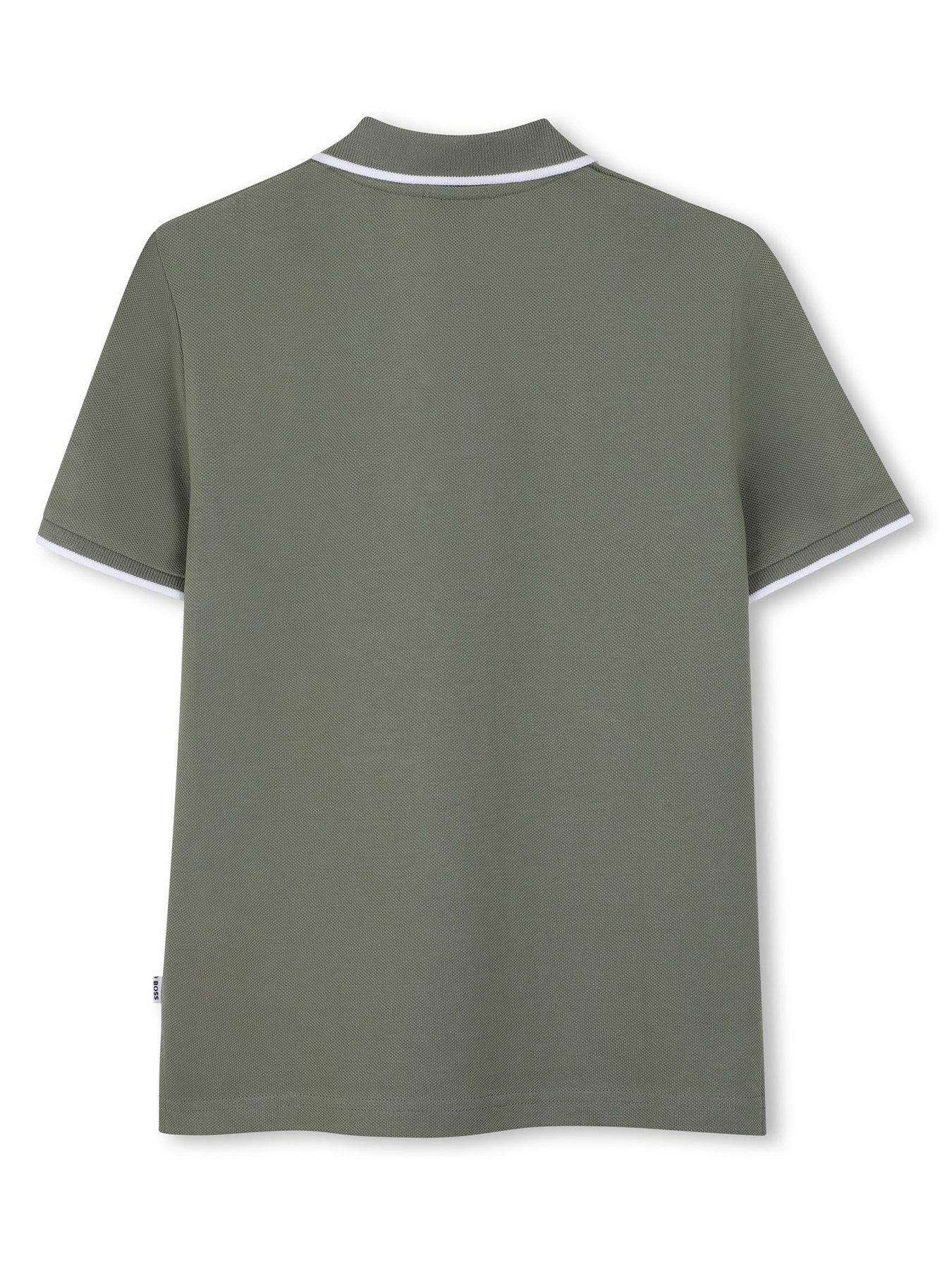 Image 2 of 3 of BOSS Boys Short Sleeve Logo Polo Shirt - Khaki