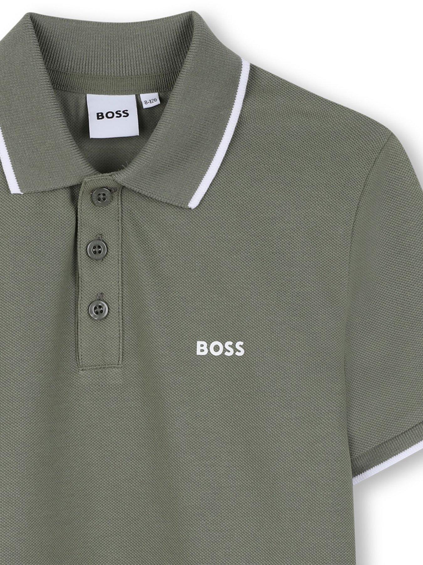 Image 3 of 3 of BOSS Boys Short Sleeve Logo Polo Shirt - Khaki