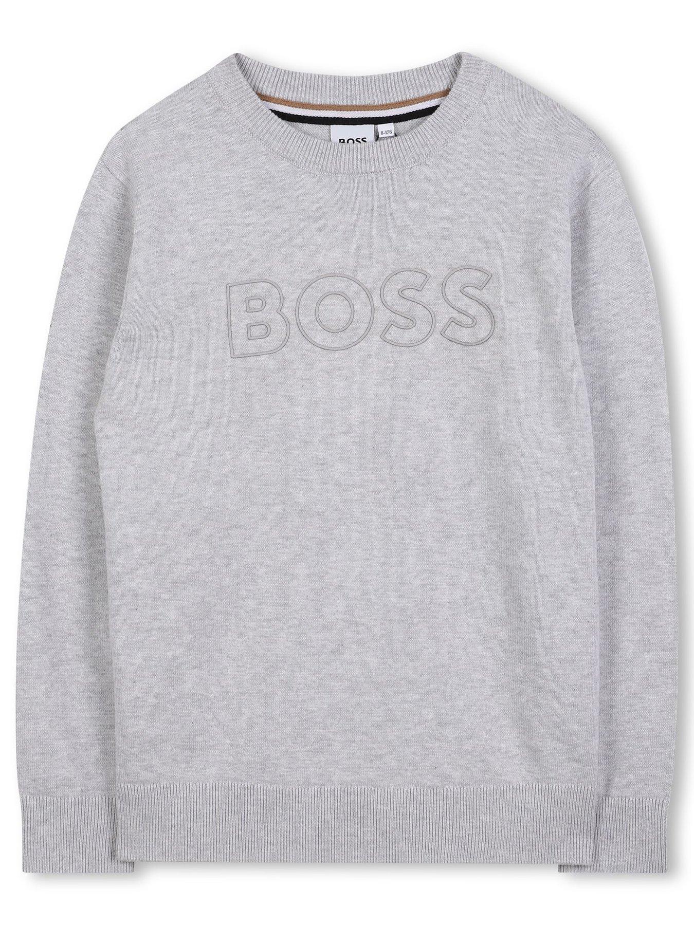 Image 1 of 3 of BOSS Boys Logo Knit Jumper - Grey