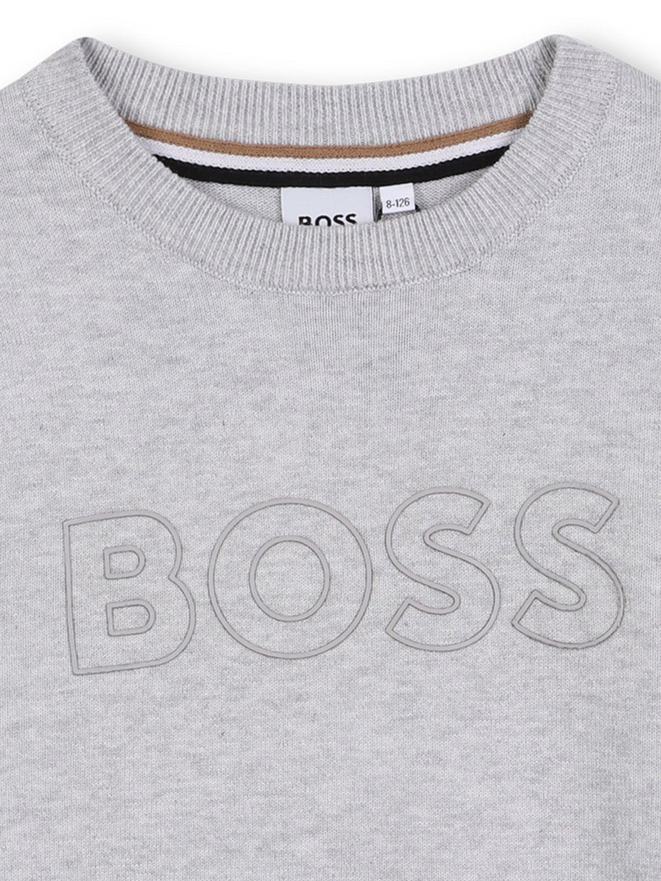 Image 3 of 3 of BOSS Boys Logo Knit Jumper - Grey
