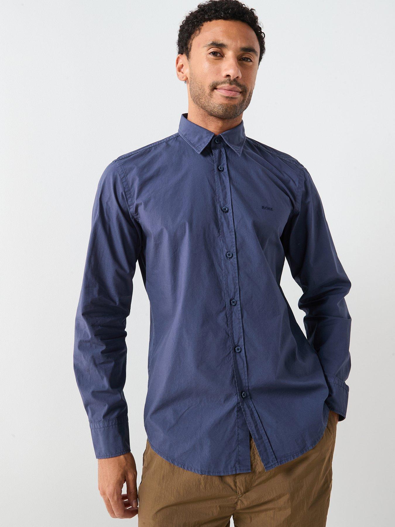 undefined Boss Relegant 6 M Regular Fit Logo Poplin Shirt - Navy