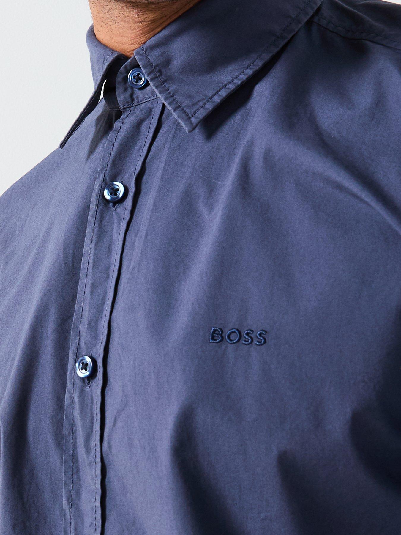 Image 4 of 5 of BOSS Boss Relegant 6 M Regular Fit Logo Poplin Shirt - Navy