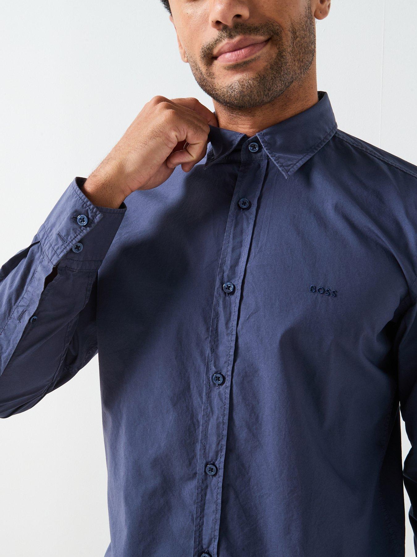 Image 5 of 5 of BOSS Boss Relegant 6 M Regular Fit Logo Poplin Shirt - Navy