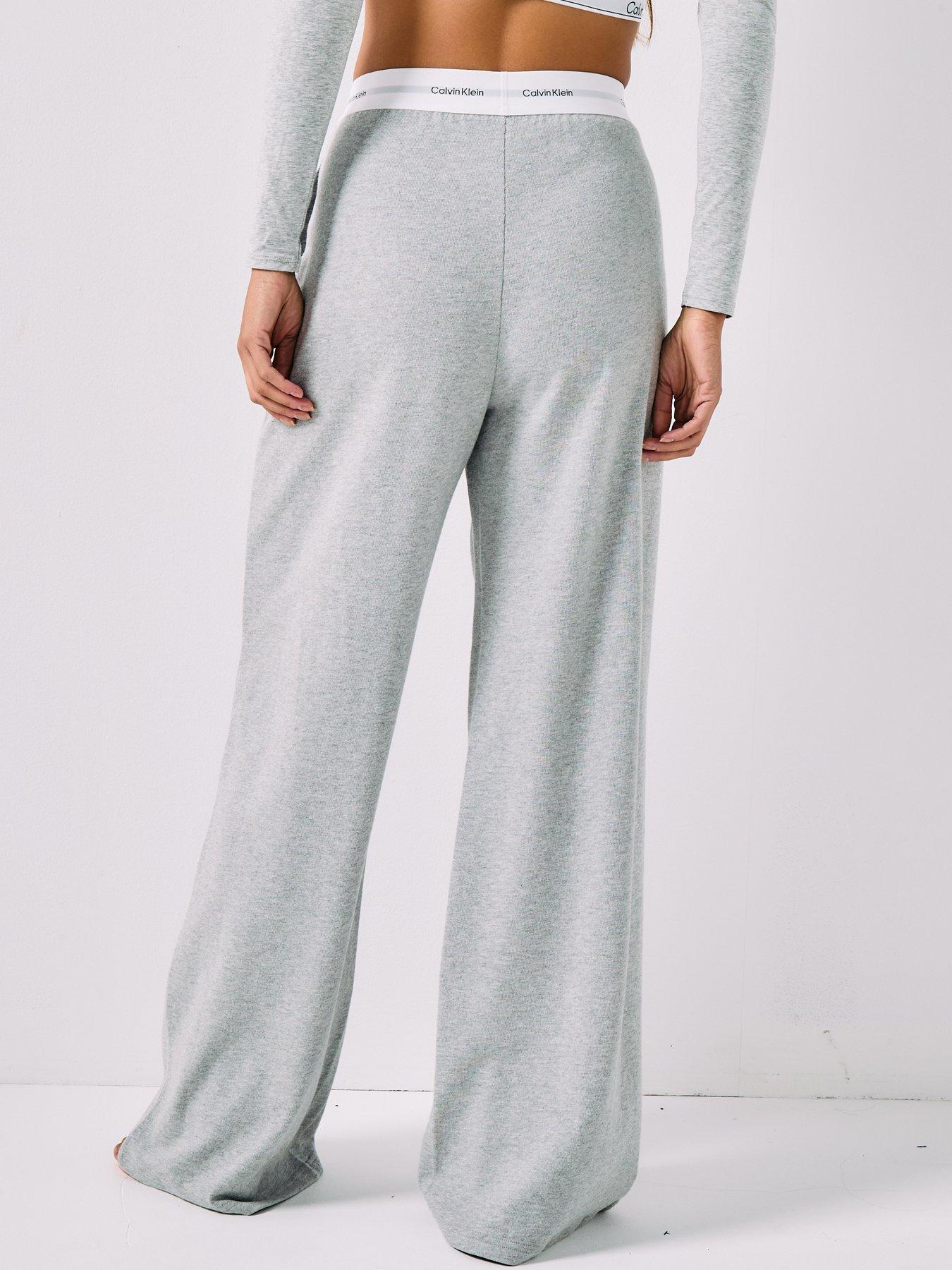  image of calvin-klein-logo-jersey-pant-grey