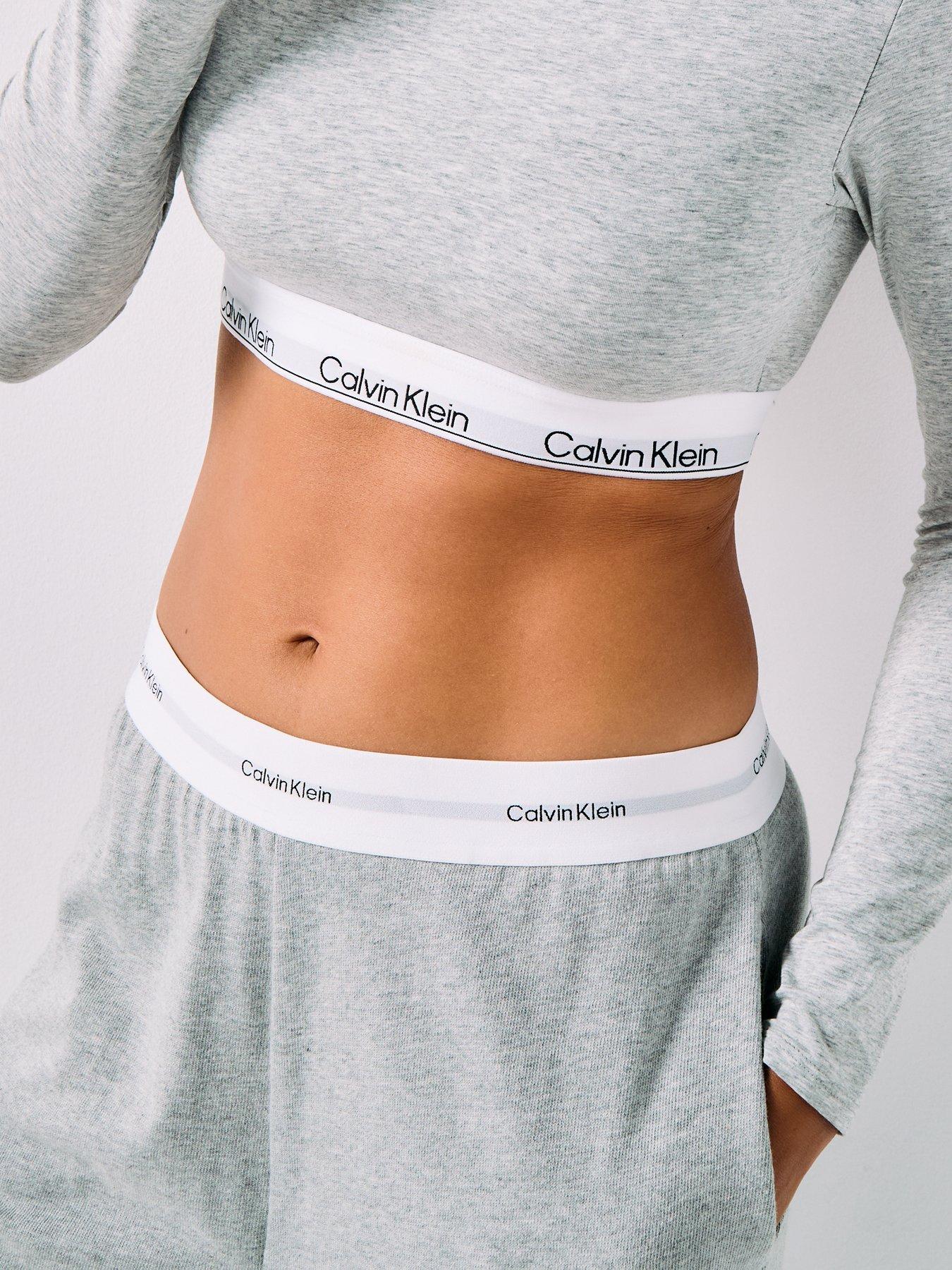 image of calvin-klein-logo-jersey-pant-grey