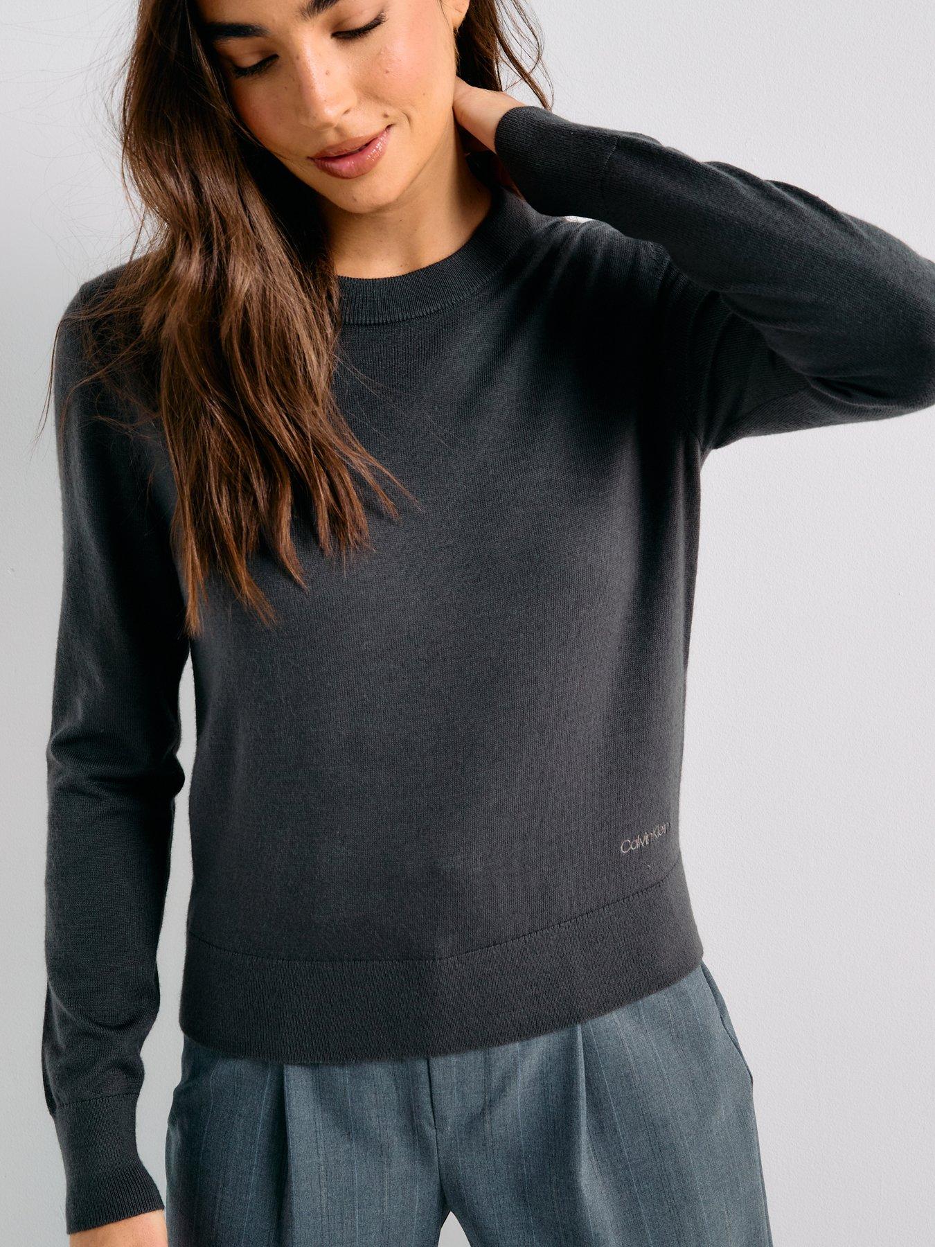 undefined Long Sleeve Merino Wool Sweater - Black