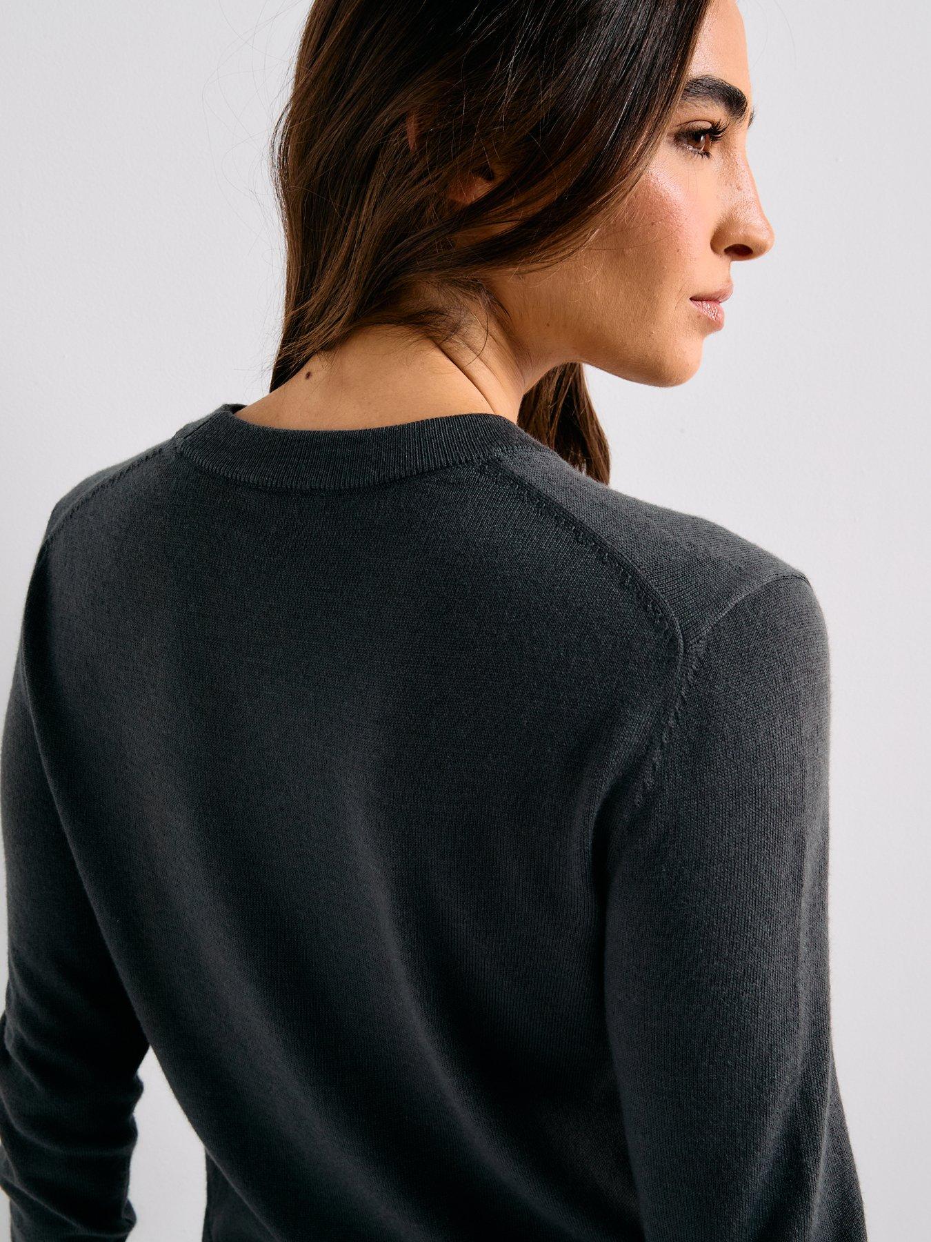 Image 4 of 6 of Calvin Klein Long Sleeve Merino Wool Sweater - Black