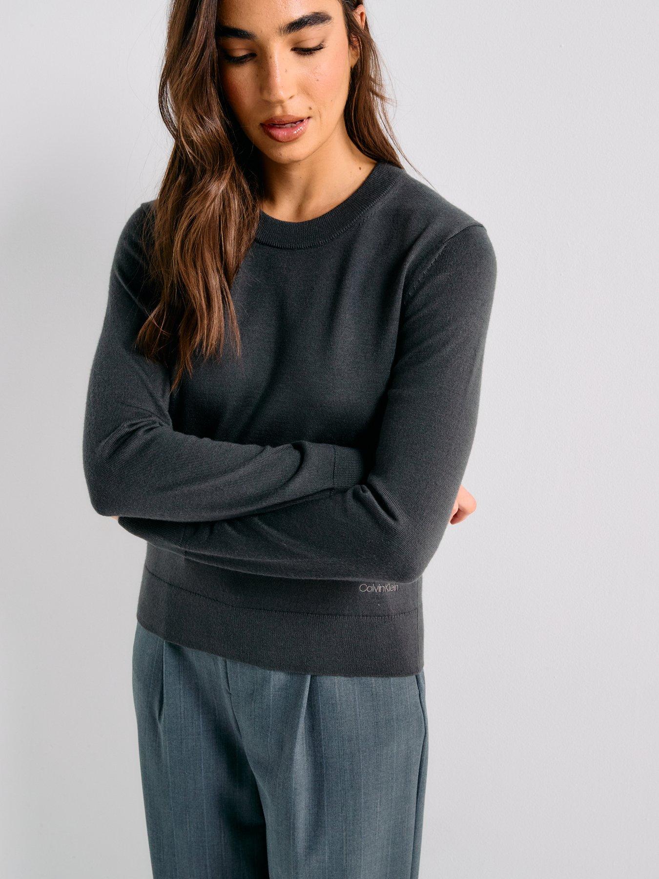 Image 5 of 6 of Calvin Klein Long Sleeve Merino Wool Sweater - Black