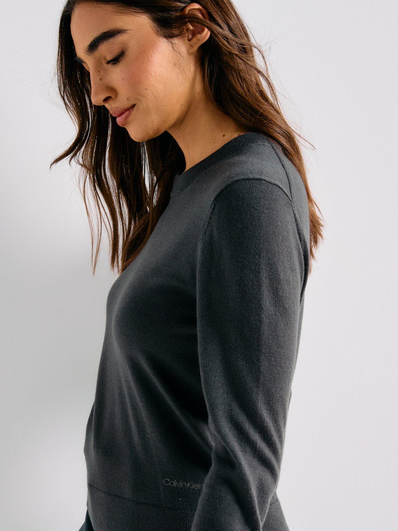Image 6 of 6 of Calvin Klein Long Sleeve Merino Wool Sweater - Black