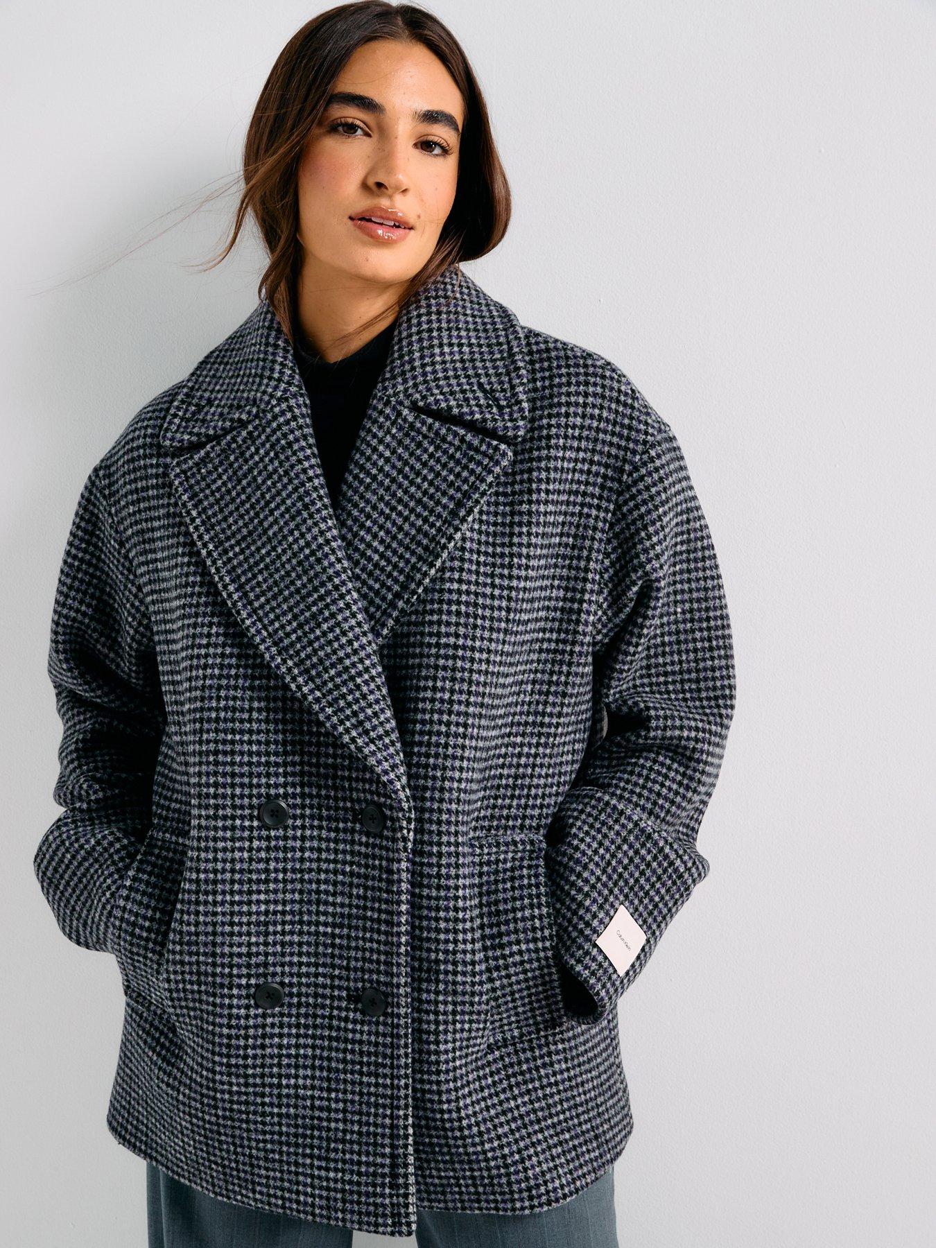 Calvin Klein Double Breasted Pea Coat - Grey
