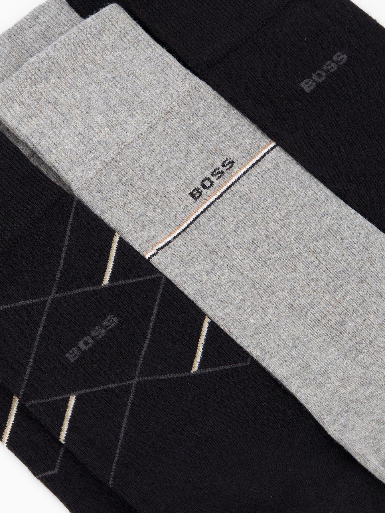  image of boss-bodywear-3-pack-argyle-crew-sock-gift-set-black