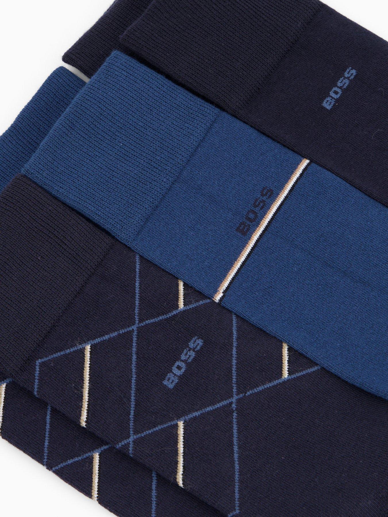  image of boss-bodywear-3-pack-argyle-crew-sock-gift-set-blue