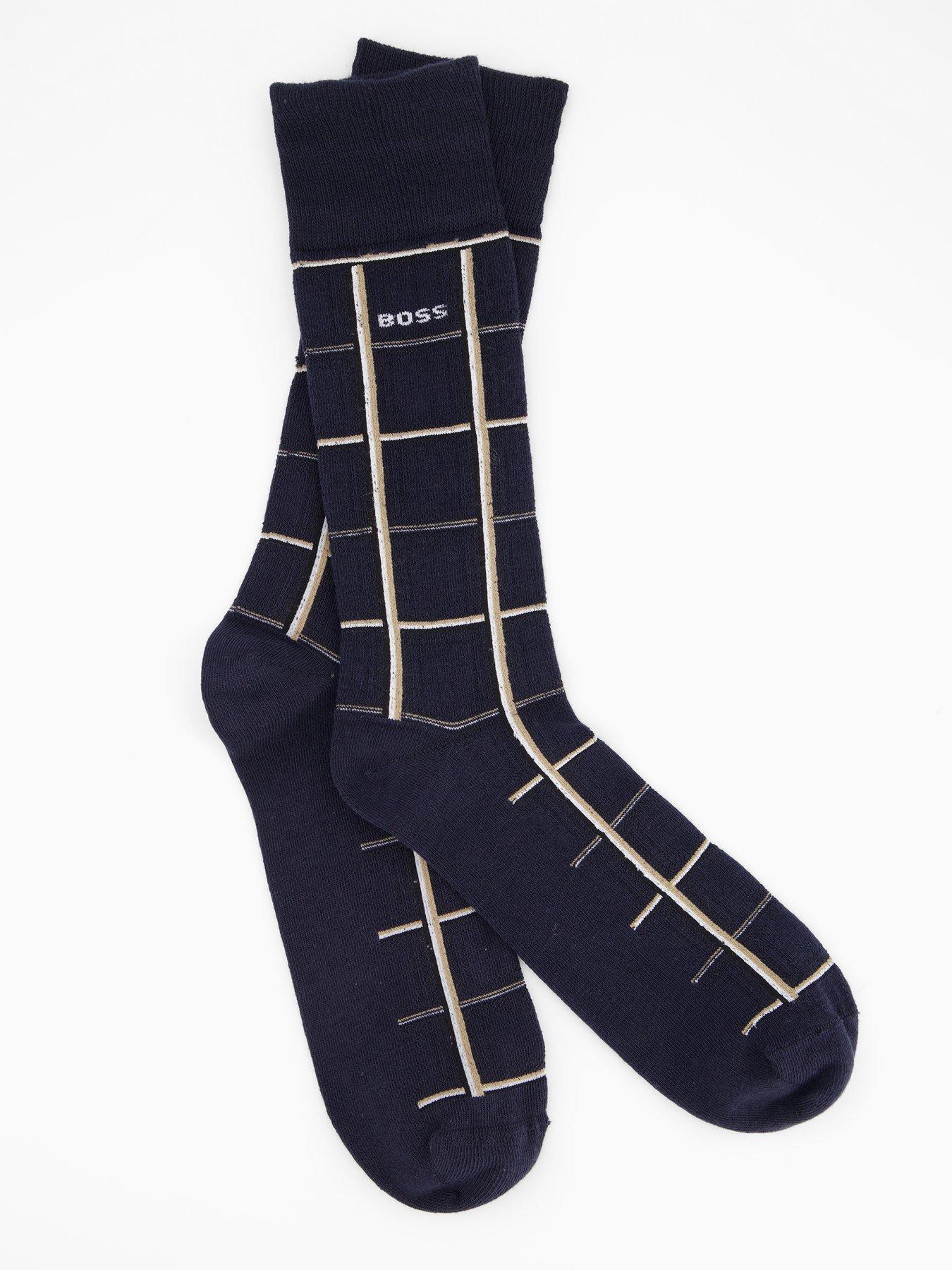 stillFront image of boss-bodywear-5-pack-check-crew-sock-gift-set-blue