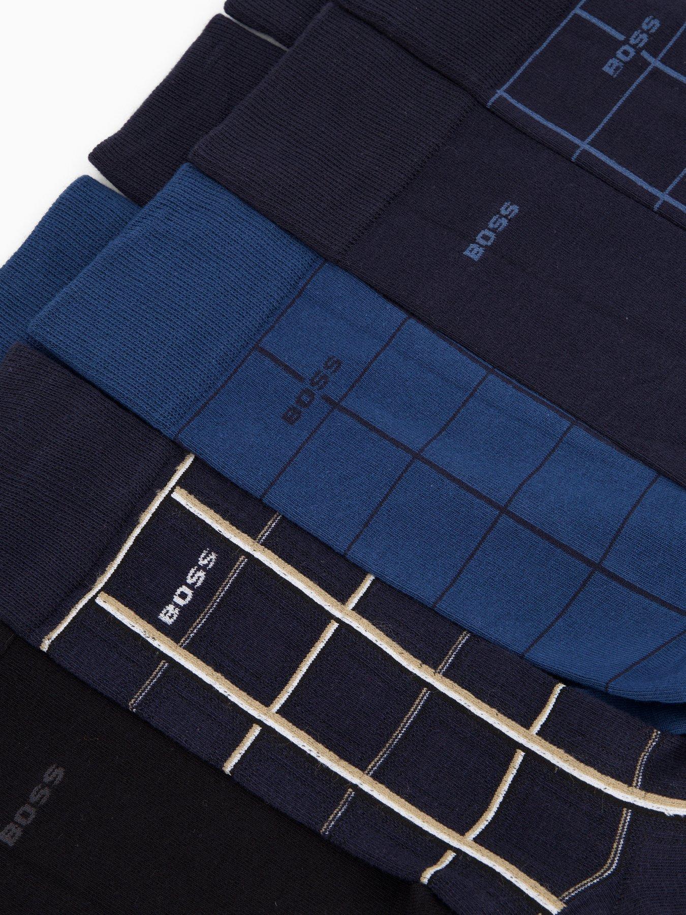  image of boss-bodywear-5-pack-check-crew-sock-gift-set-blue